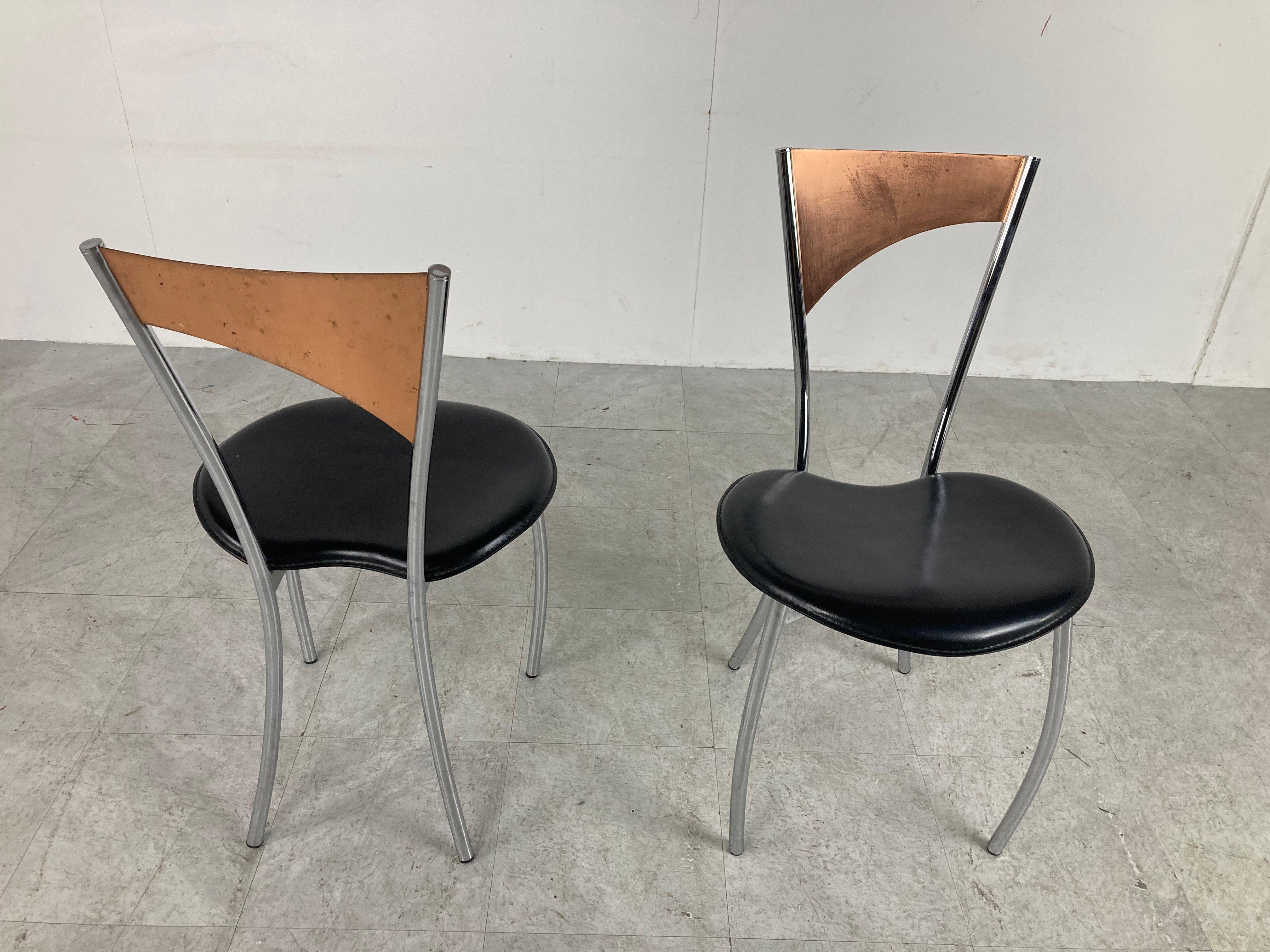 Copper Rare dining chairs in copper by Cattelan italy, 1970s For Sale
