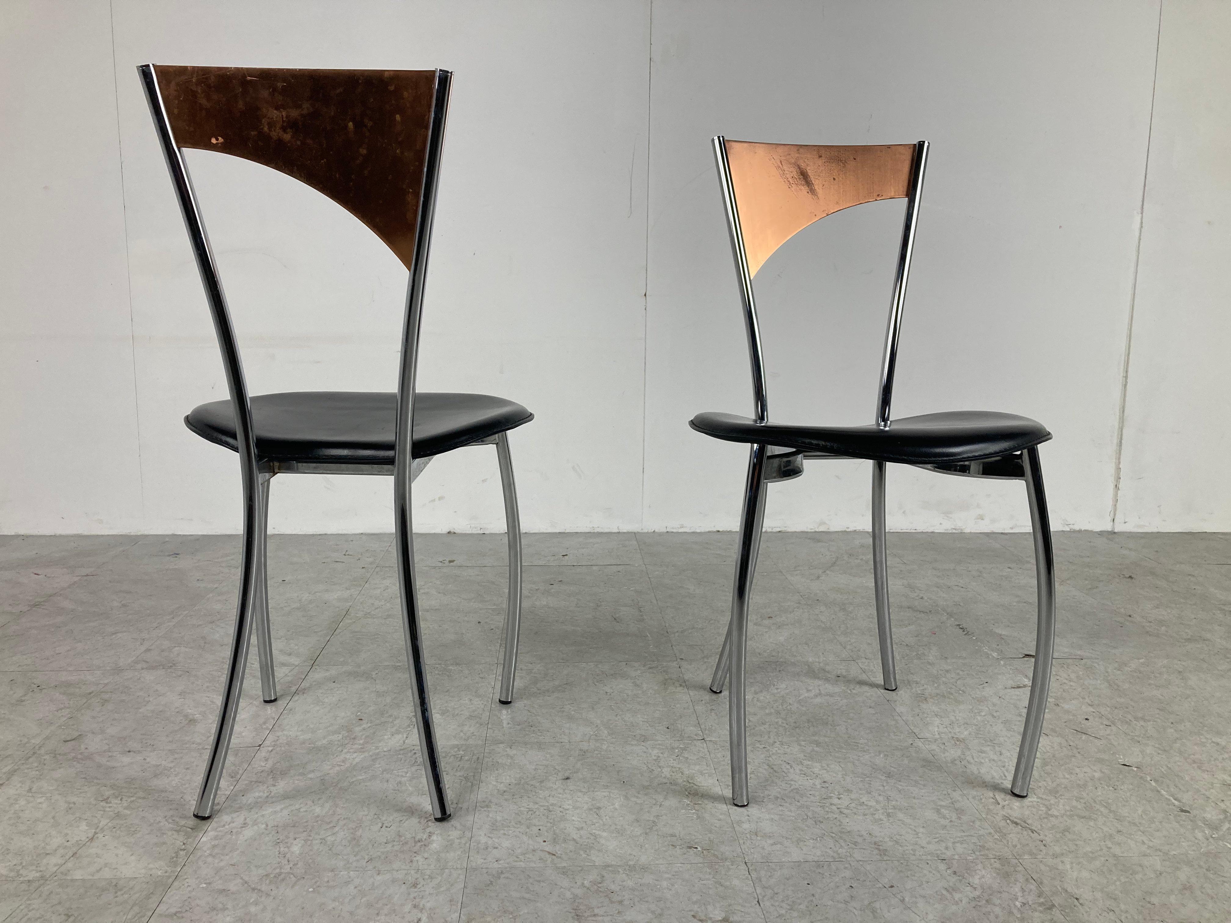 Rare dining chairs in copper by Cattelan italy, 1970s For Sale 1