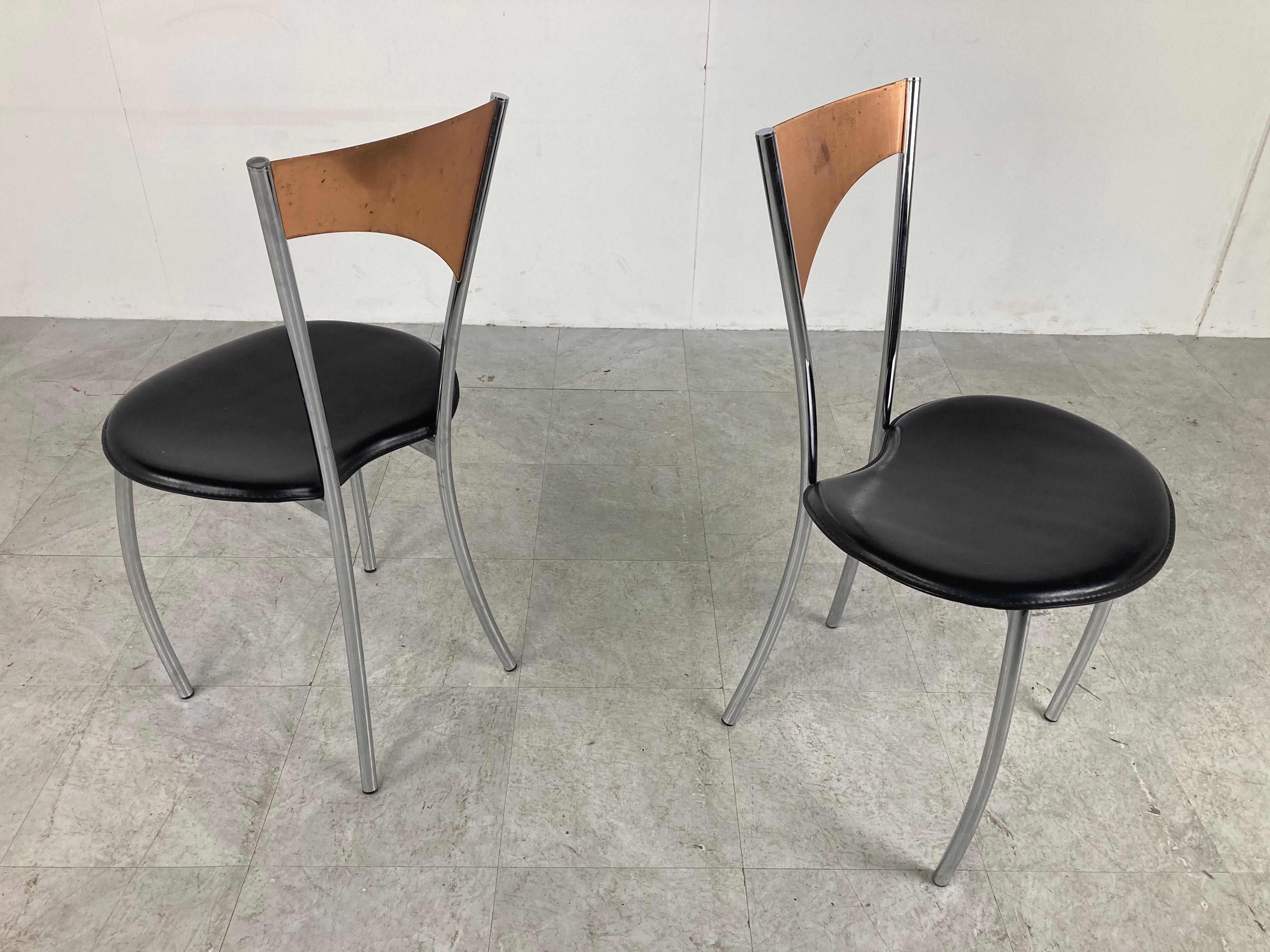 Rare dining chairs in copper by Cattelan italy, 1970s For Sale 2
