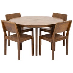 Rare Dining Set with Table and Four Chairs by Alvar Aalto