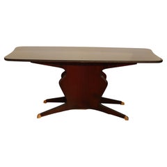Rare Dining Table by Osvaldo Borsani, Rosewood, Black Opaline Glass and Brass