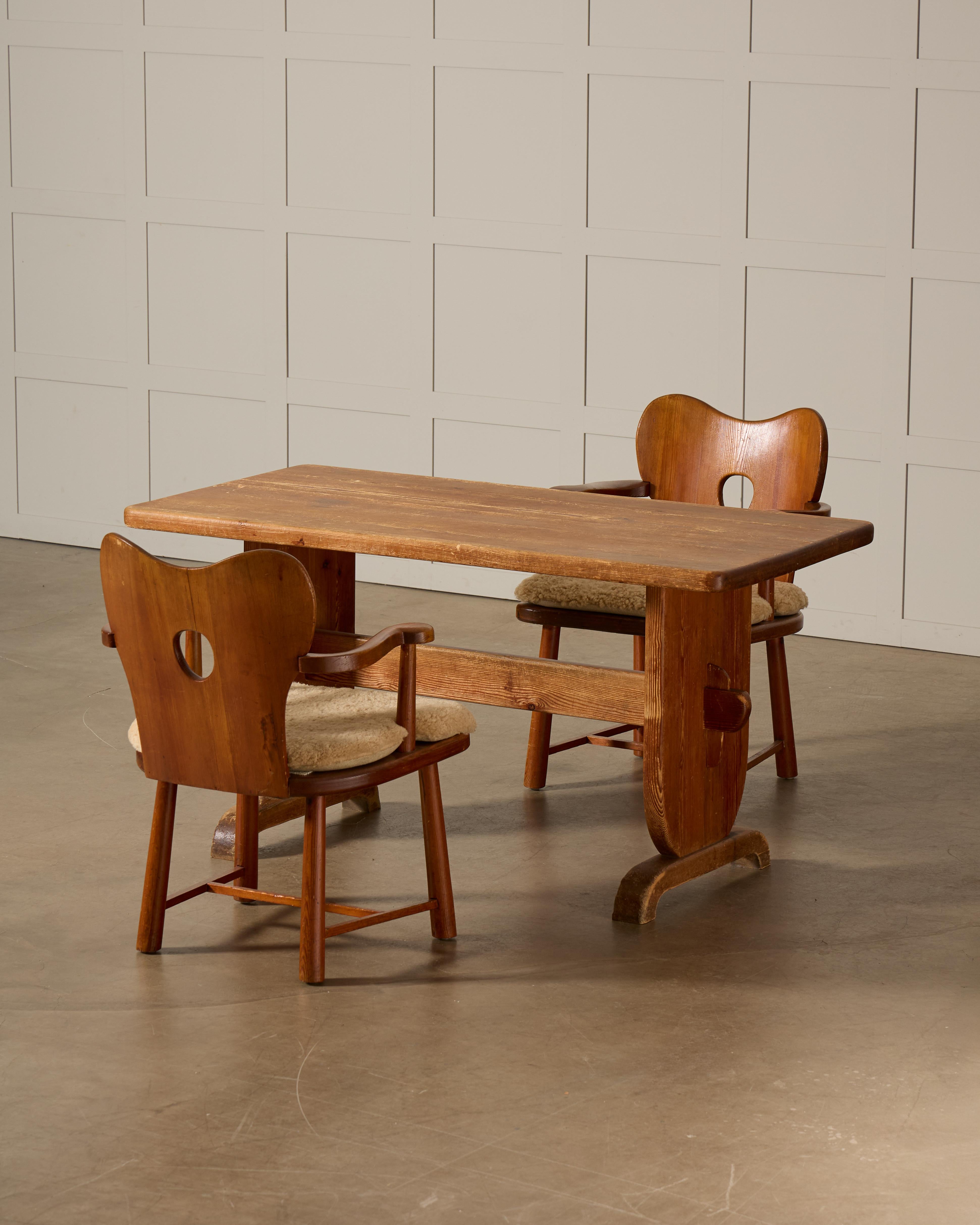 Scandinavian Modern Rare dining table set by Bo Fjaestad, Sweden, 1930s