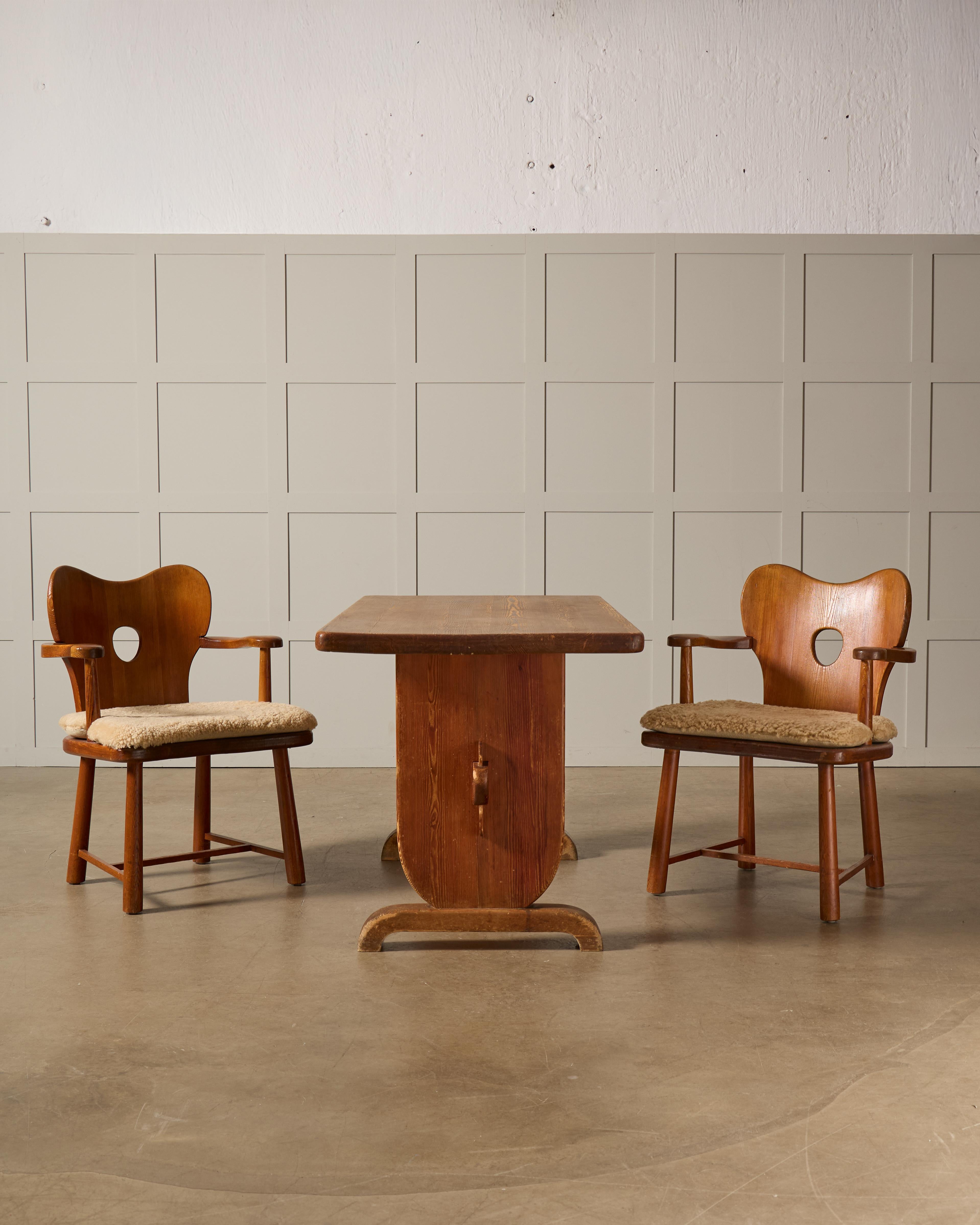 Swedish Rare dining table set by Bo Fjaestad, Sweden, 1930s