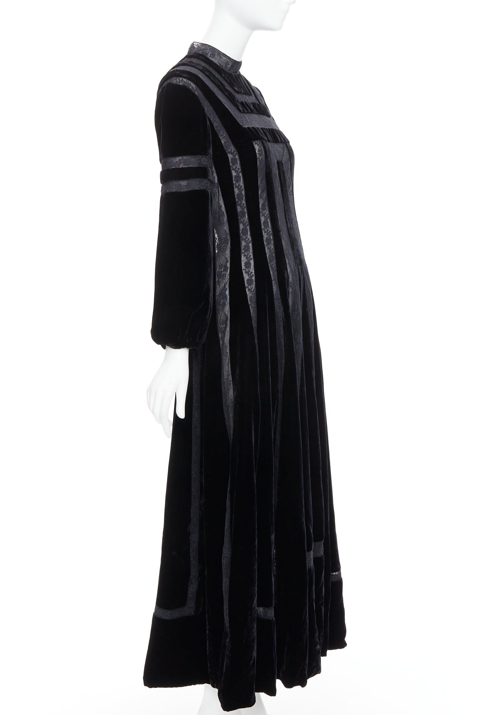 Black rare DIOR 2017 Runway black velvet sheer lace trim gown dress FR36 S