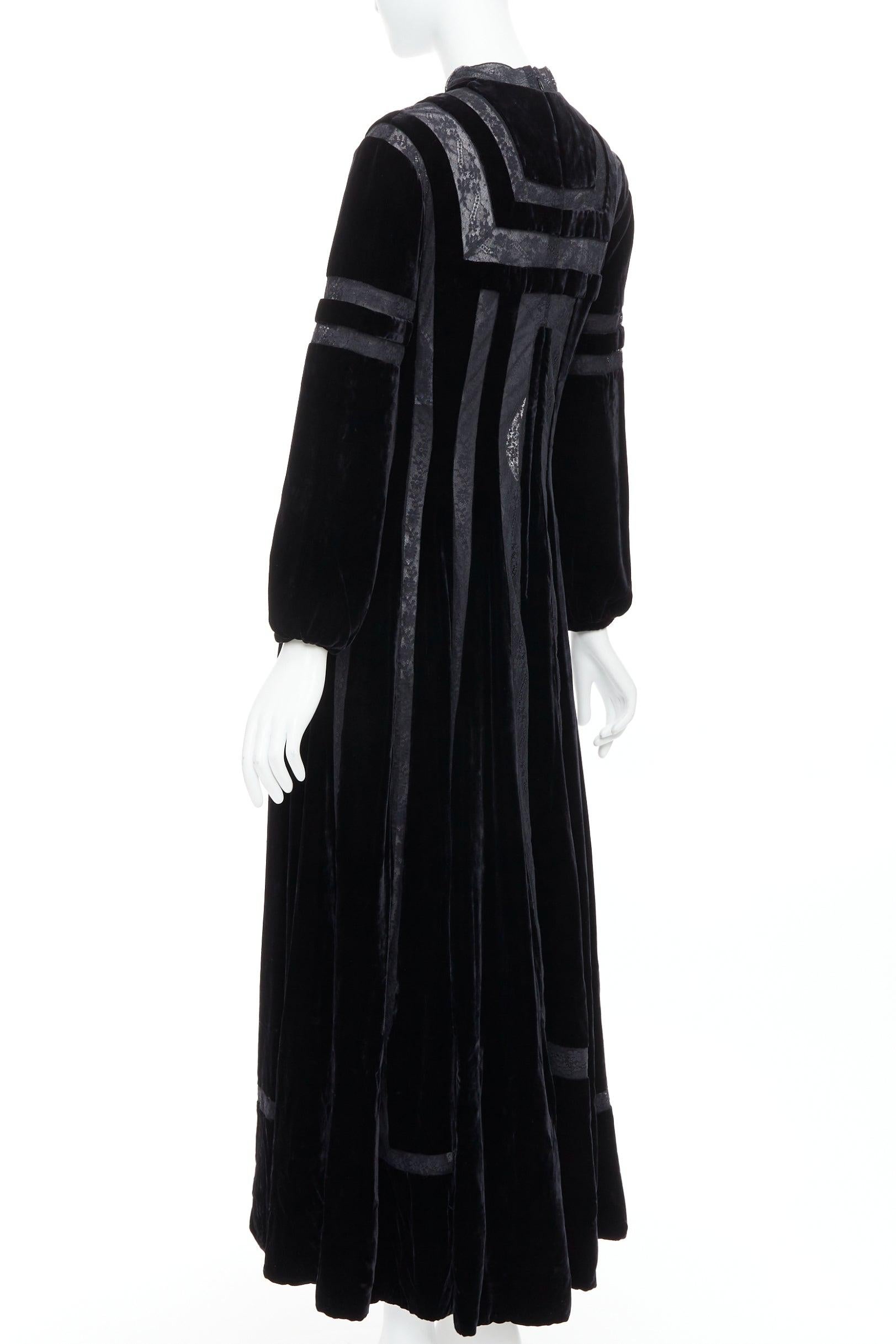 rare DIOR 2017 Runway black velvet sheer lace trim gown dress FR36 S 1