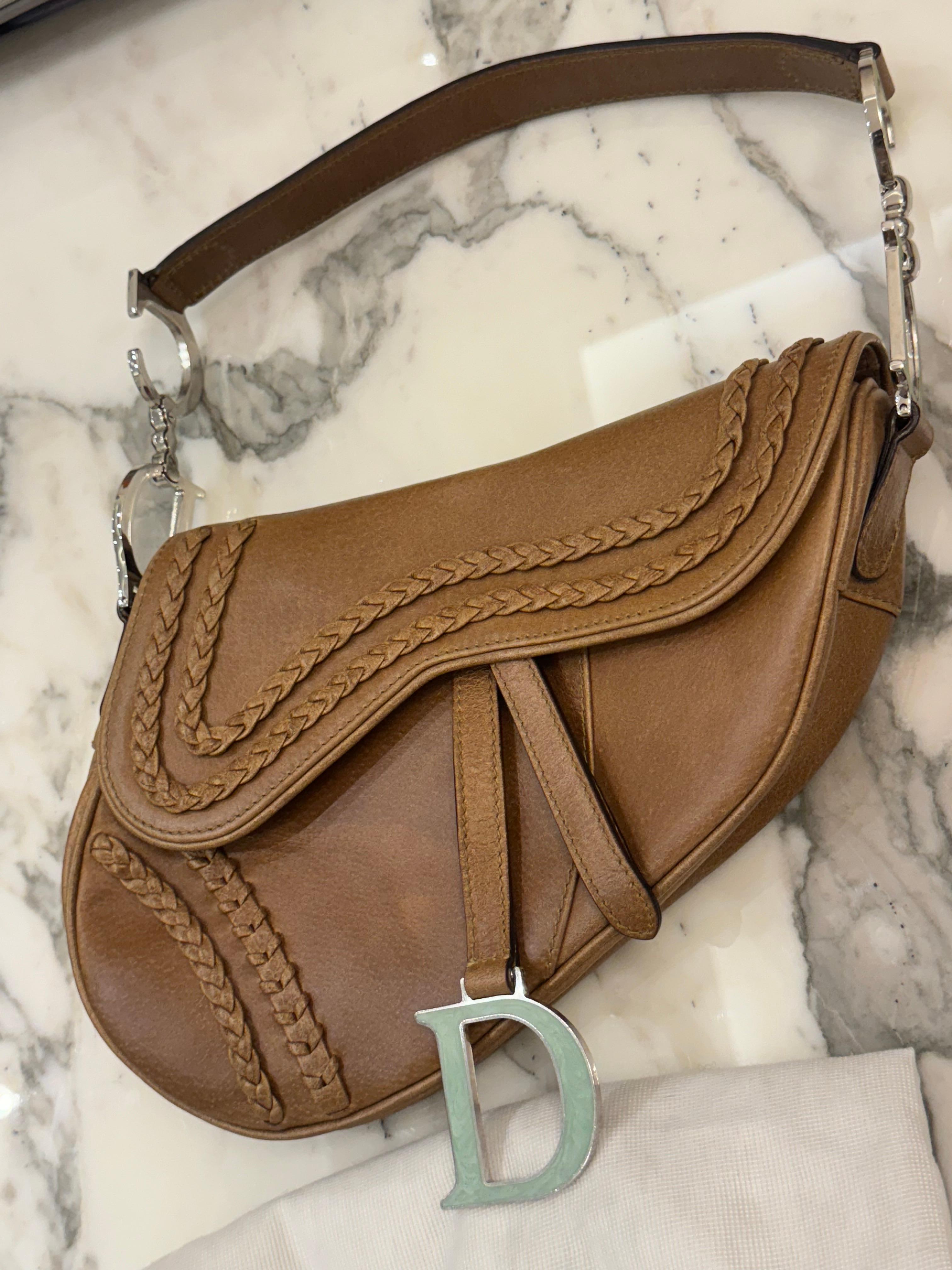 Rare Dior by John Galliano limited edition 2005 Peccary leather Saddle Bag For Sale 5
