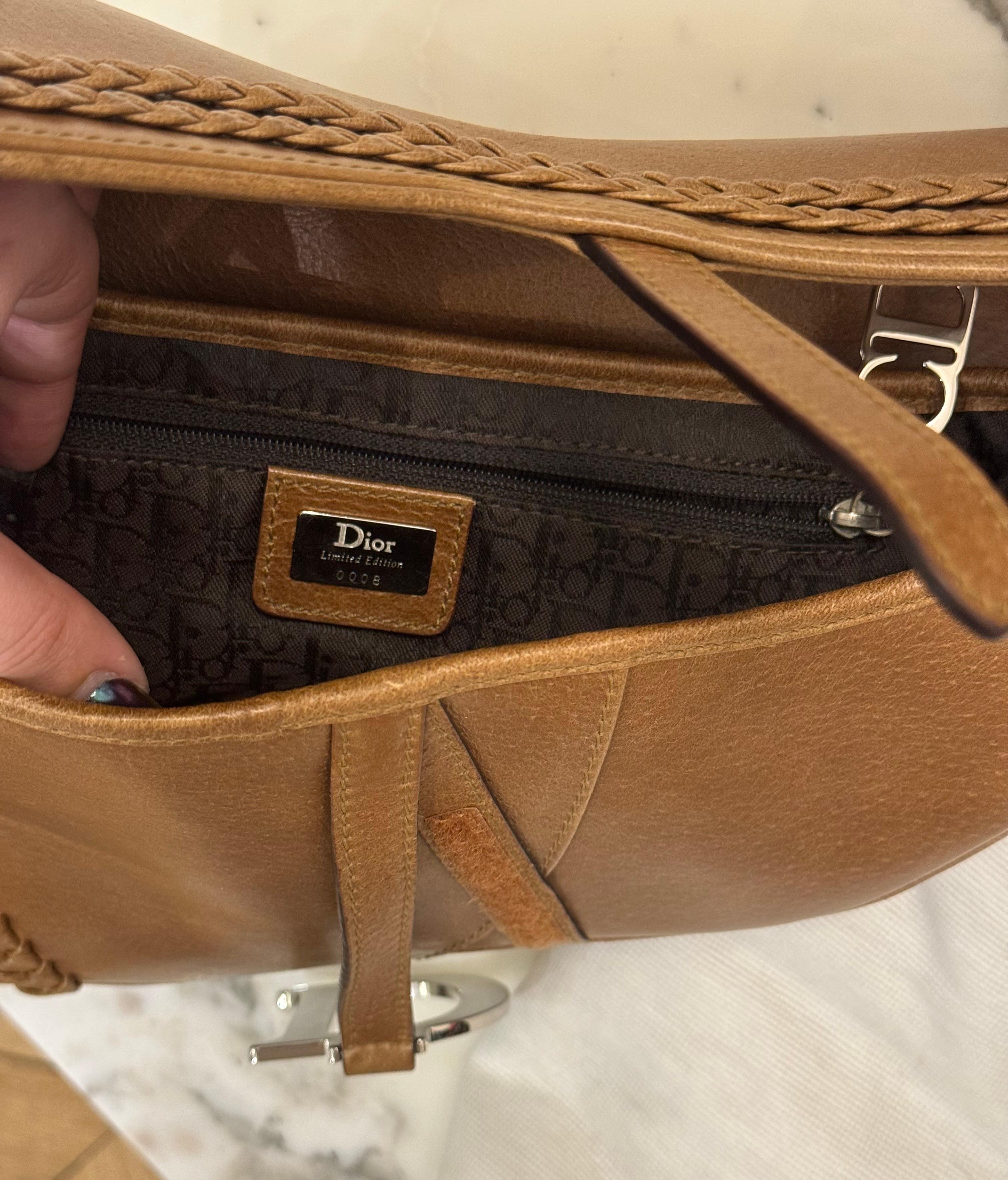 Rare Dior by John Galliano limited edition 2005 Peccary leather Saddle Bag For Sale 6