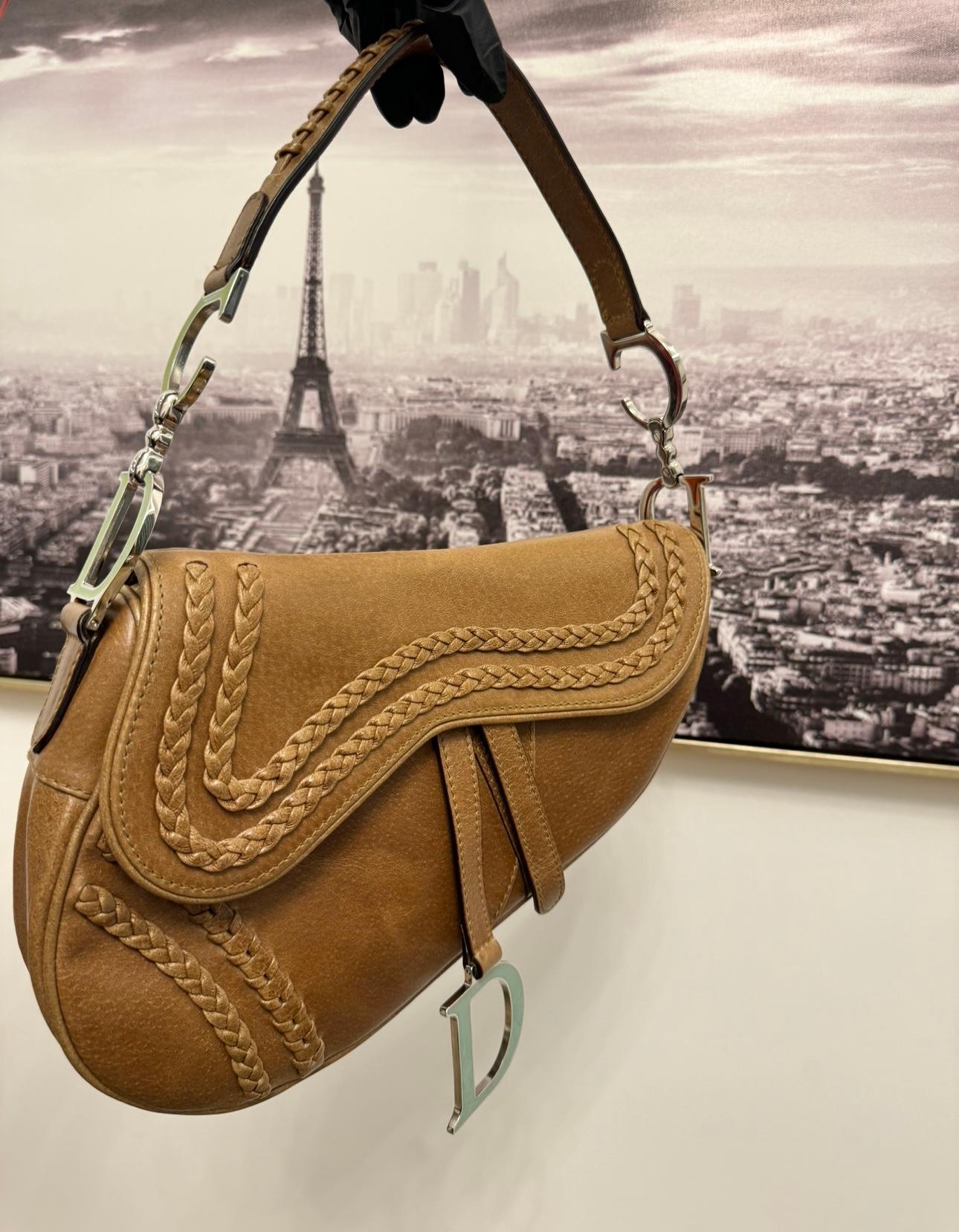 Rare Dior by John Galliano limited edition 2005 Peccary leather Saddle Bag For Sale 7