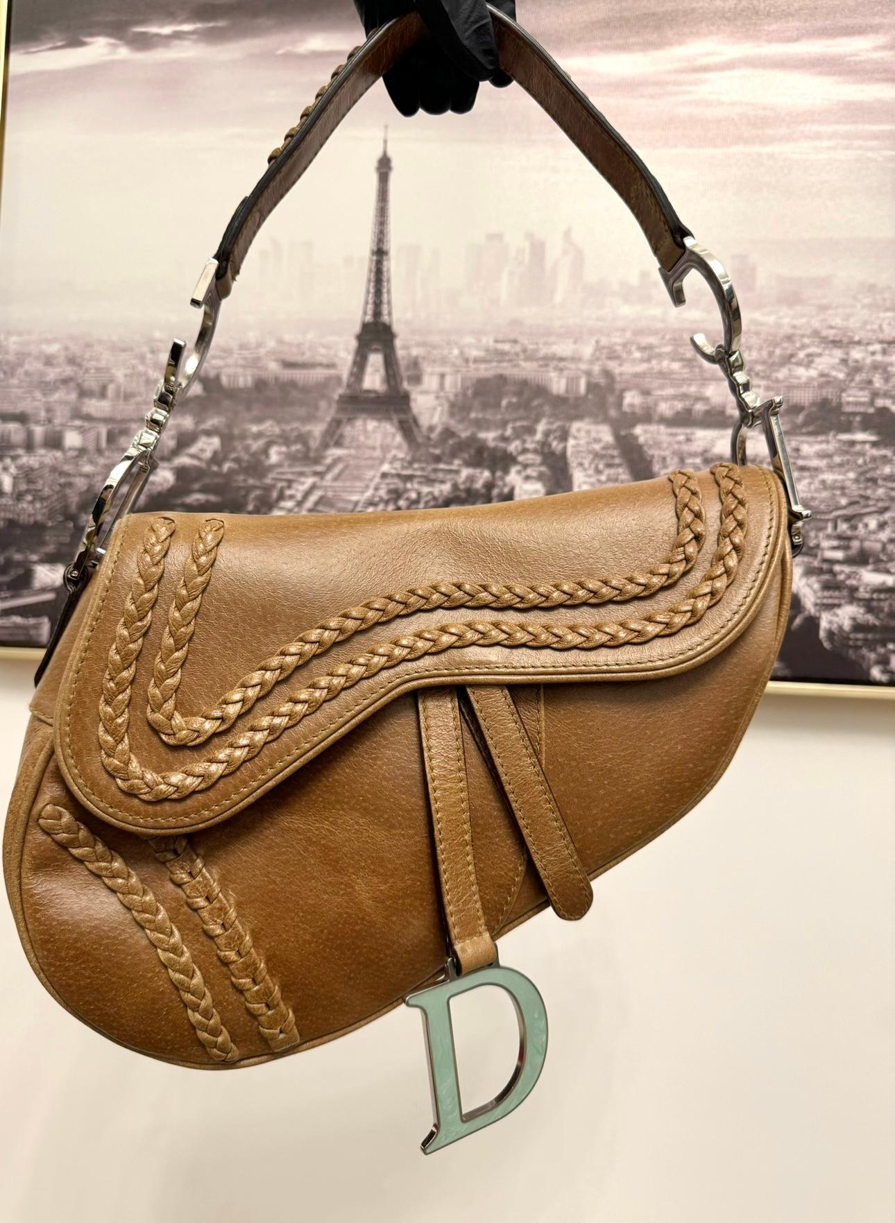 Rare Dior by John Galliano limited edition 2005 Peccary leather Saddle Bag For Sale 8