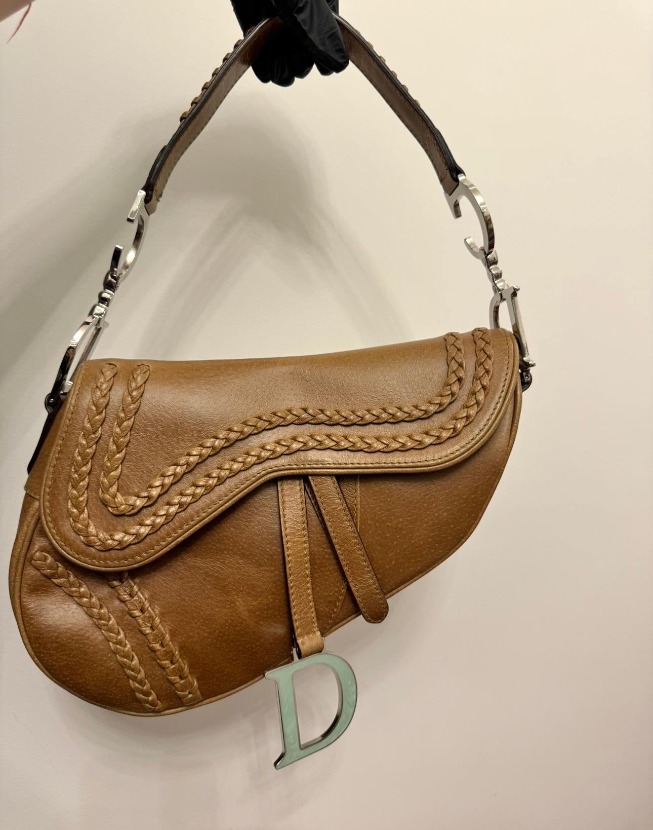 Rare Dior by John Galliano limited edition 2005 Peccary leather Saddle Bag For Sale 10