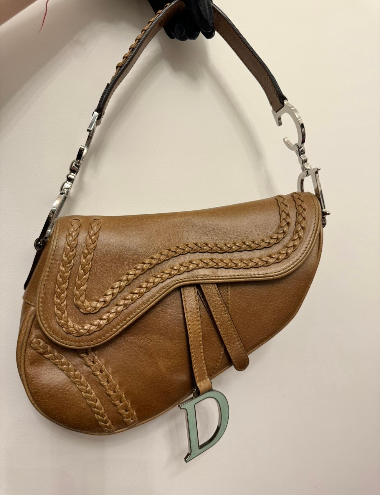 Rare Dior by John Galliano limited edition 2005 Peccary leather Saddle Bag For Sale 11