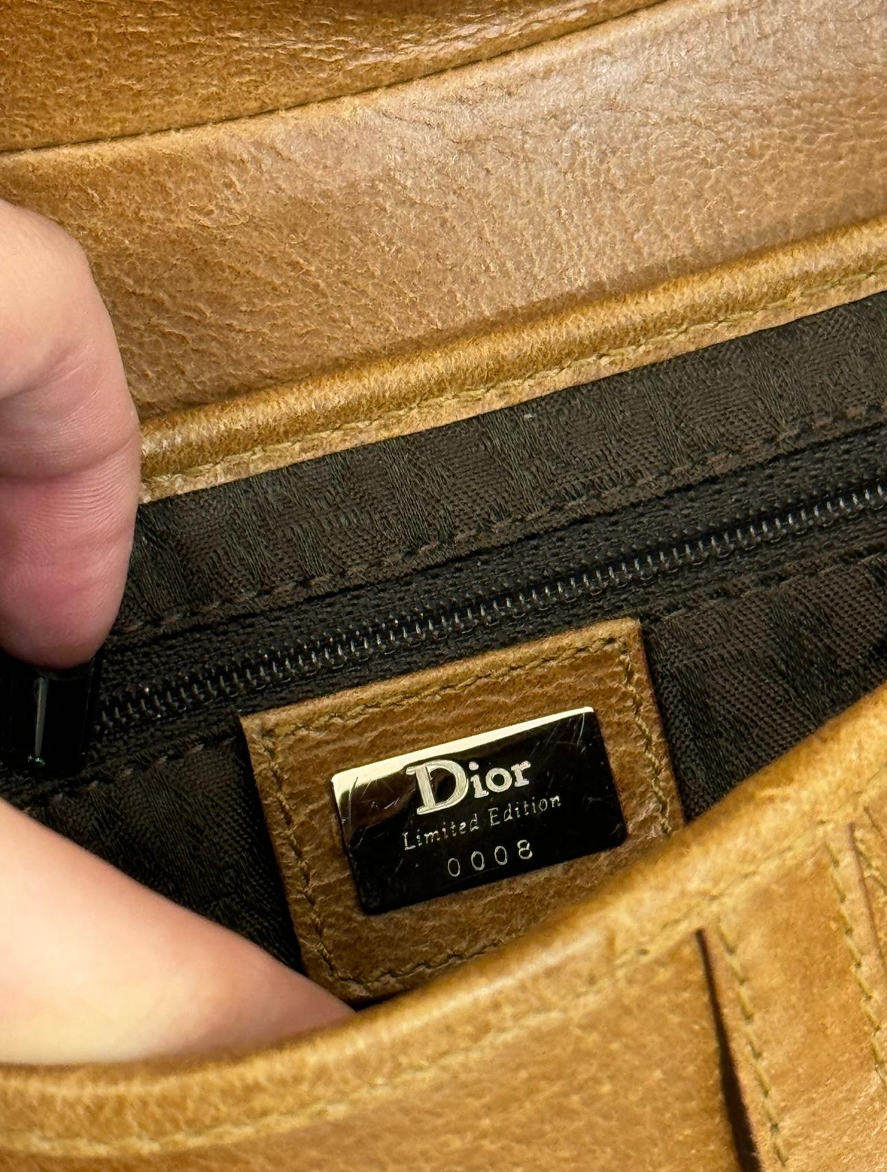Brown Rare Dior by John Galliano limited edition 2005 Peccary leather Saddle Bag For Sale