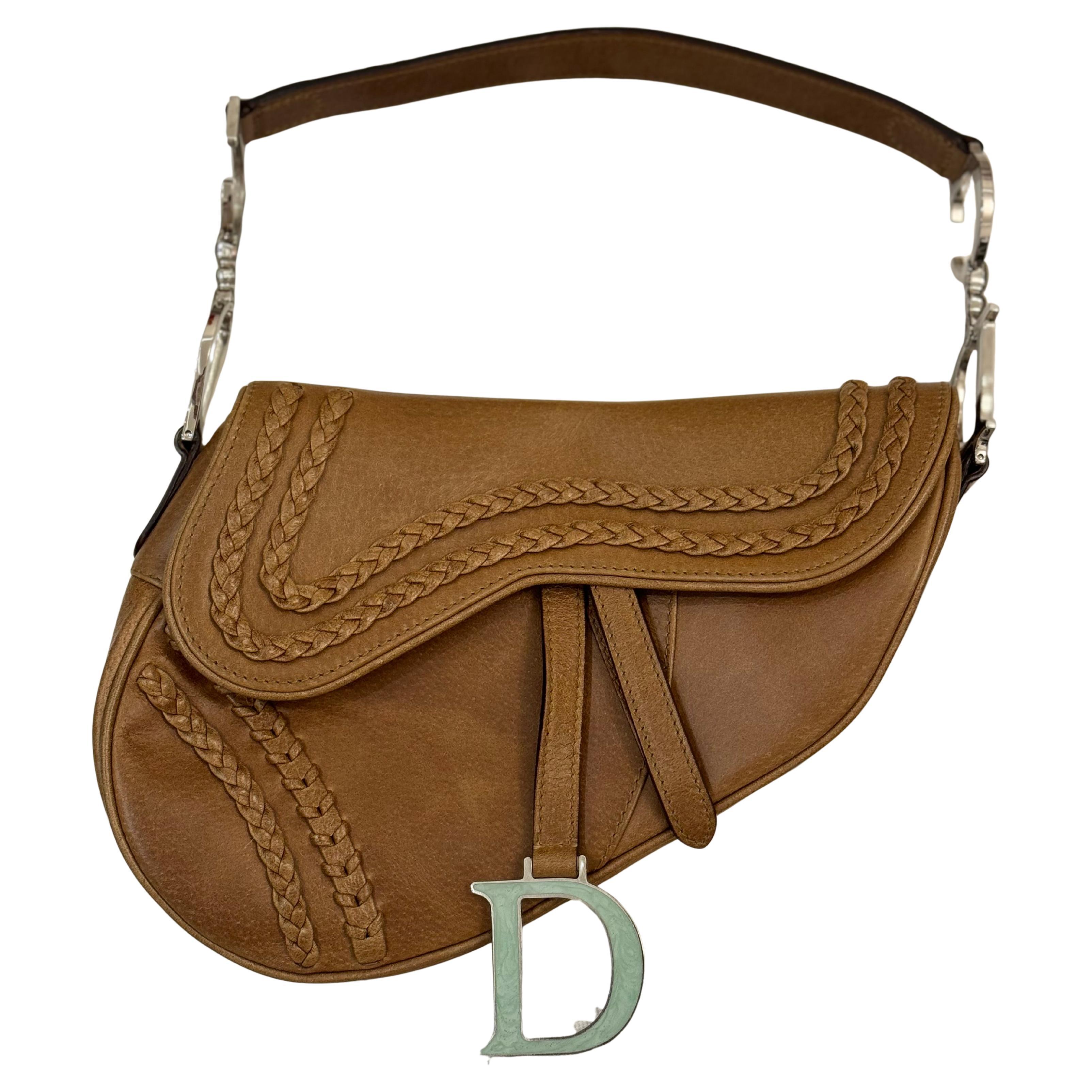 Rare Dior by John Galliano limited edition 2005 Peccary leather Saddle Bag For Sale