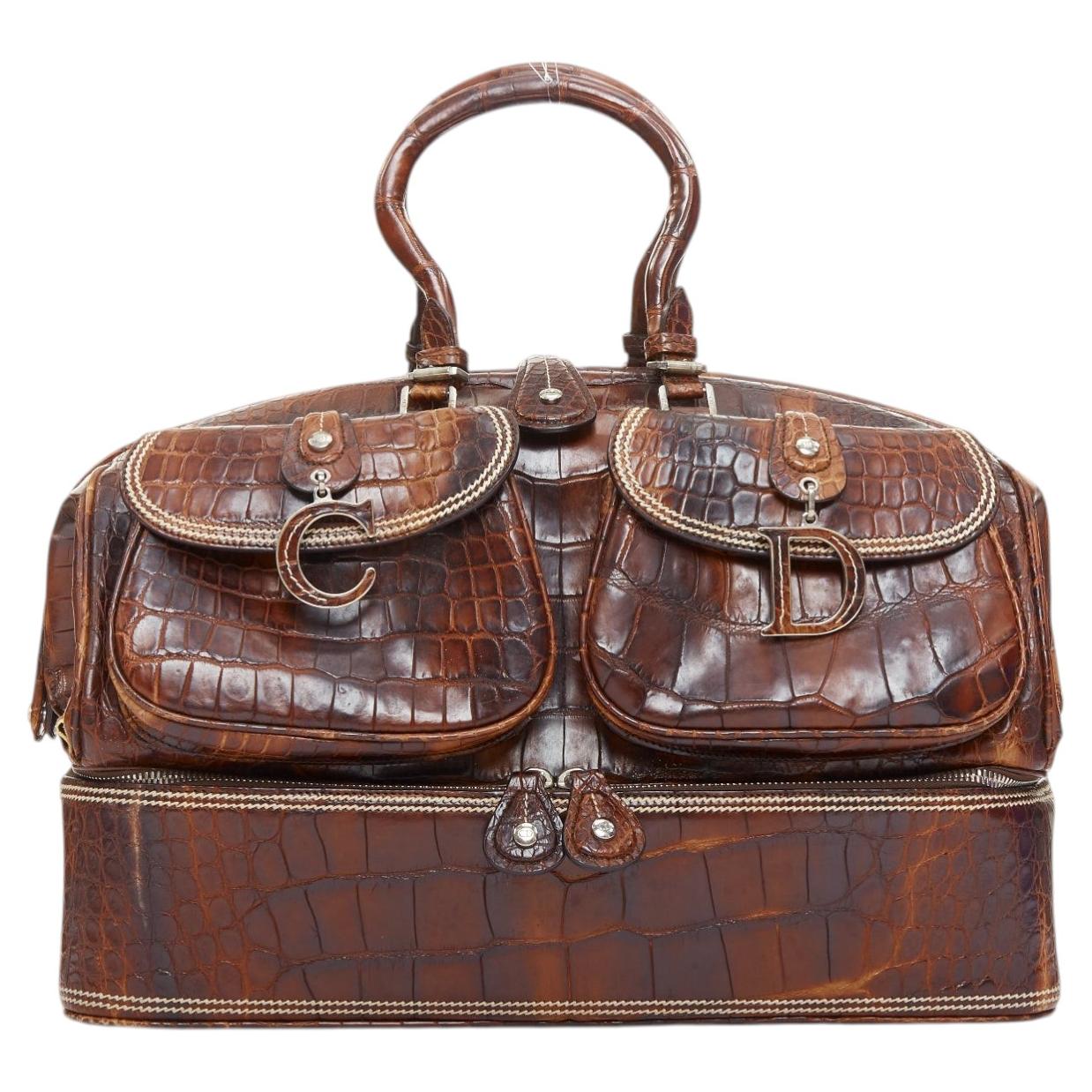 rare DIOR John Galliano 2005 Runway Limited Voyage scaled leather bag