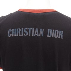 seltene DIOR Valentines schwarz rot J'adior Paris Vintage Druck Ringer-T-Shirt XS