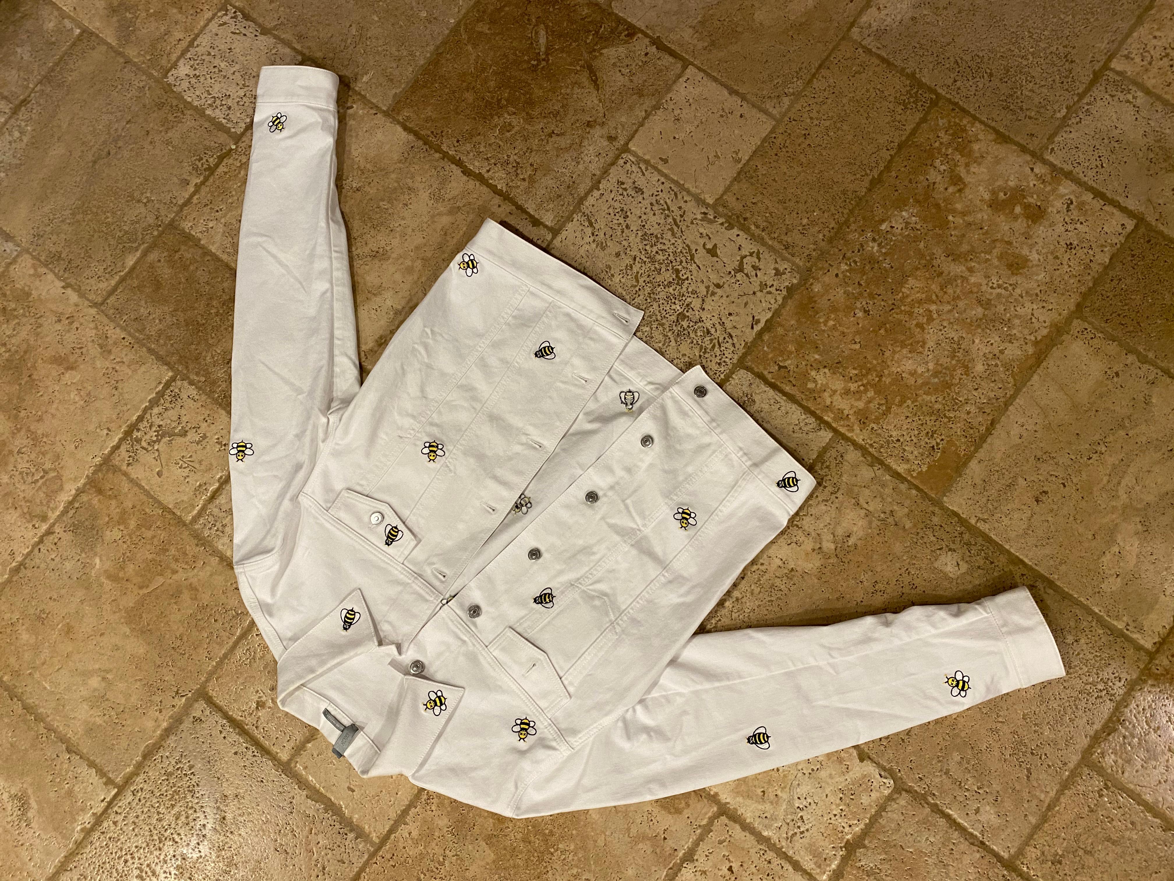 RARE Dior x Kaws Bees White Denim Jacket size 52