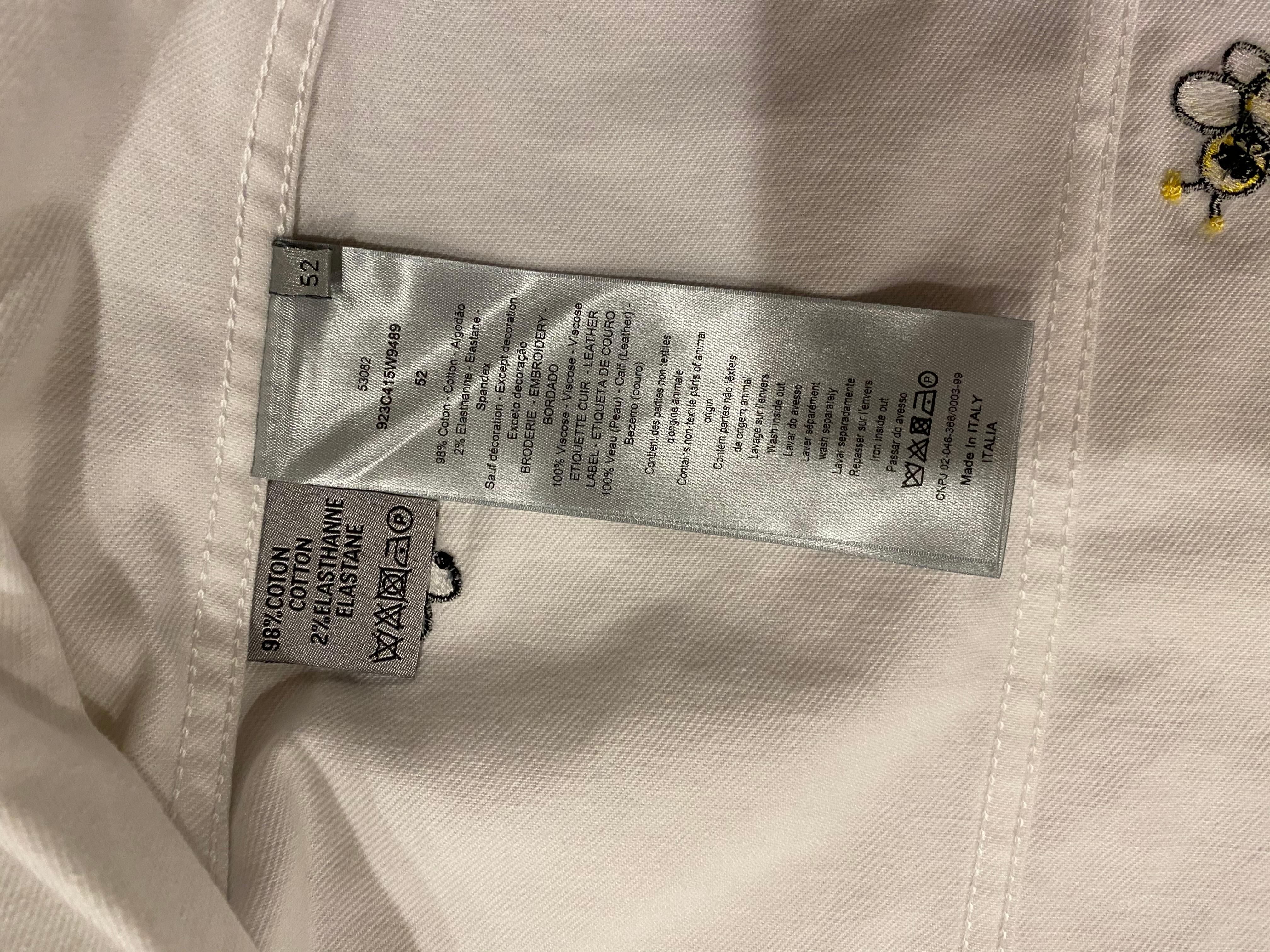 Men's RARE Dior x Kaws Bees White Denim Jacket size 52 For Sale