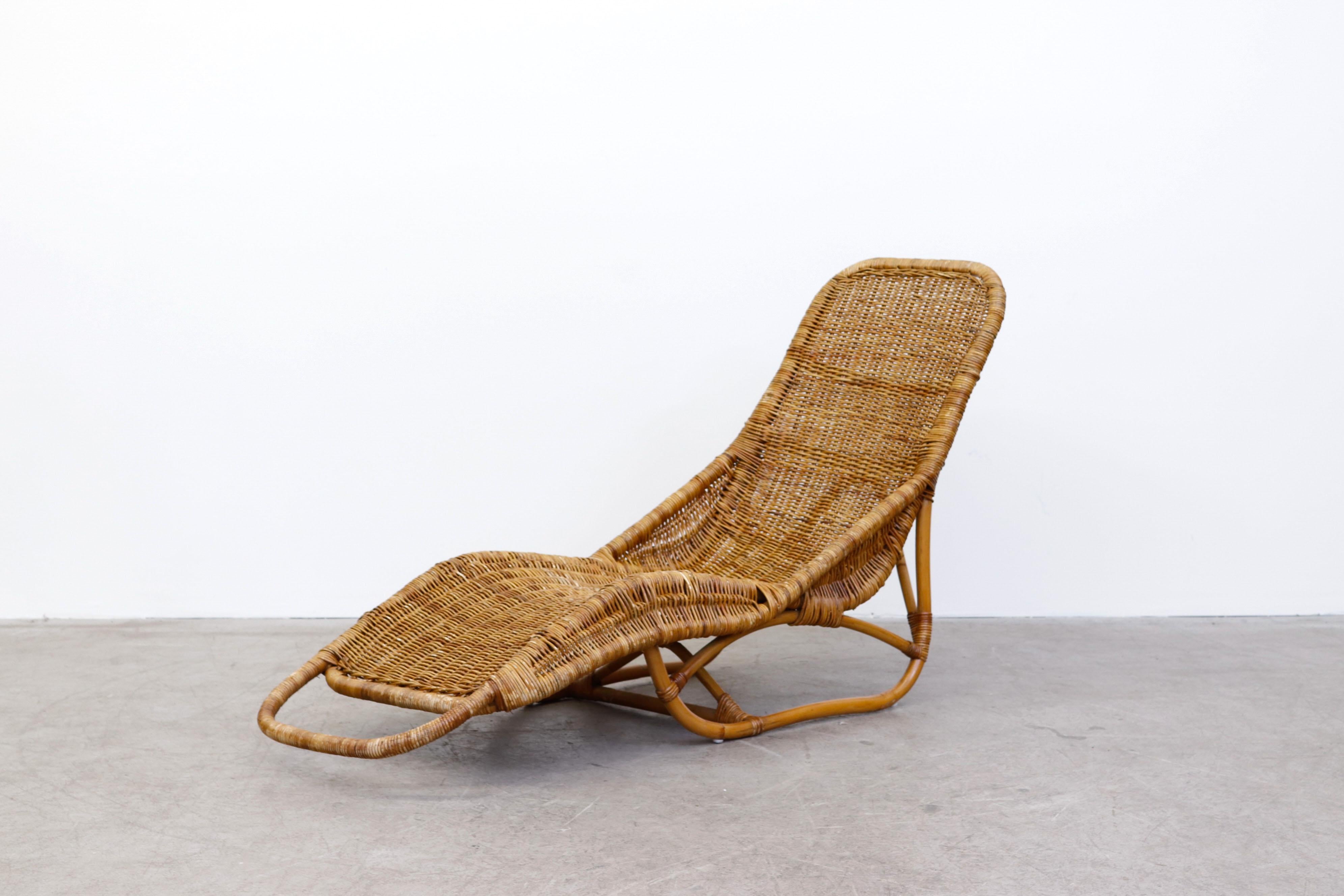 Mid-Century Modern Rare Dirk Van Sliedregt Rattan Chaise