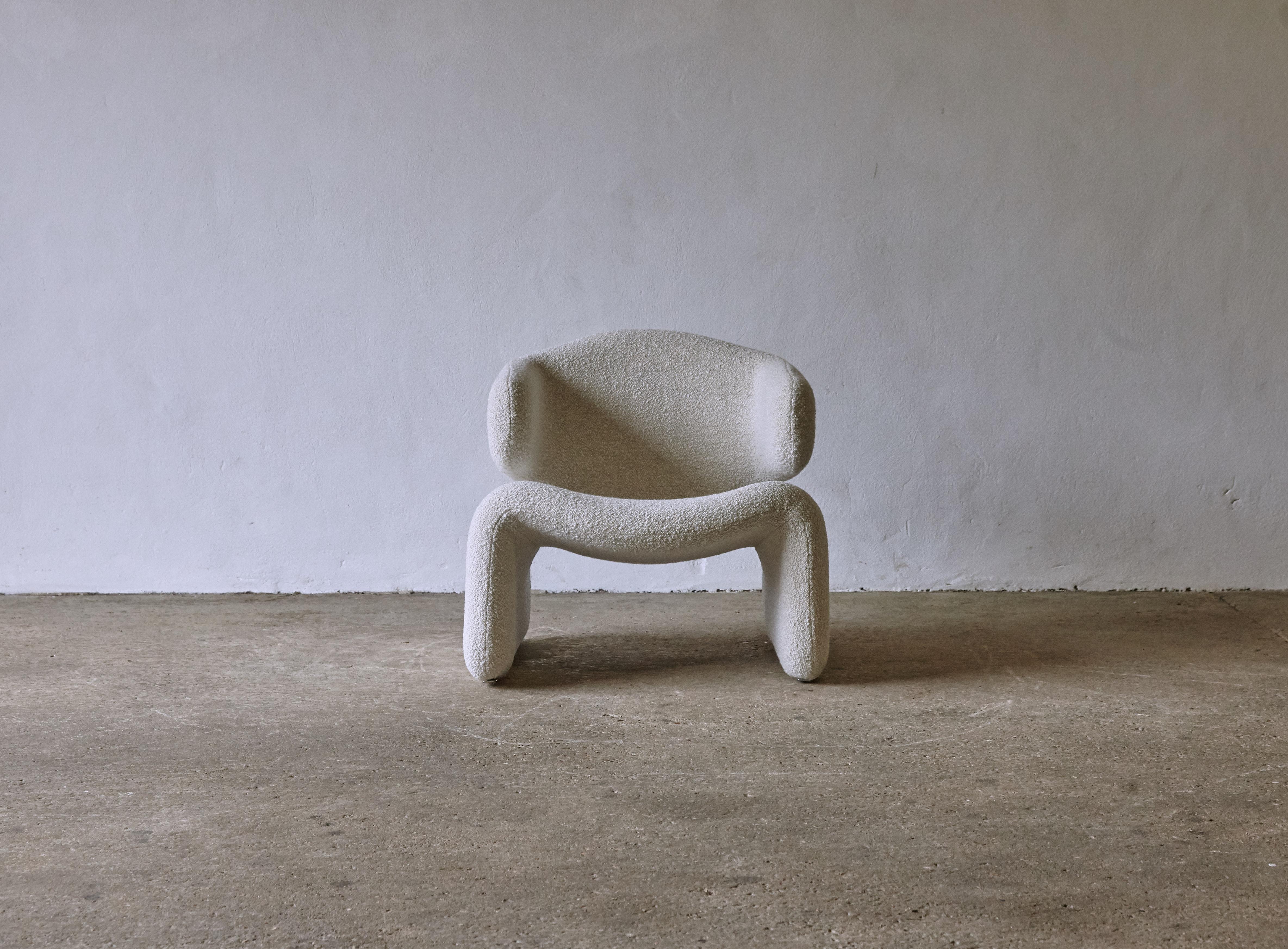 Mid-Century Modern Rare Djinn Chair by Olivier Mourgue, New Wool Boucle Fabric, France, 1960s