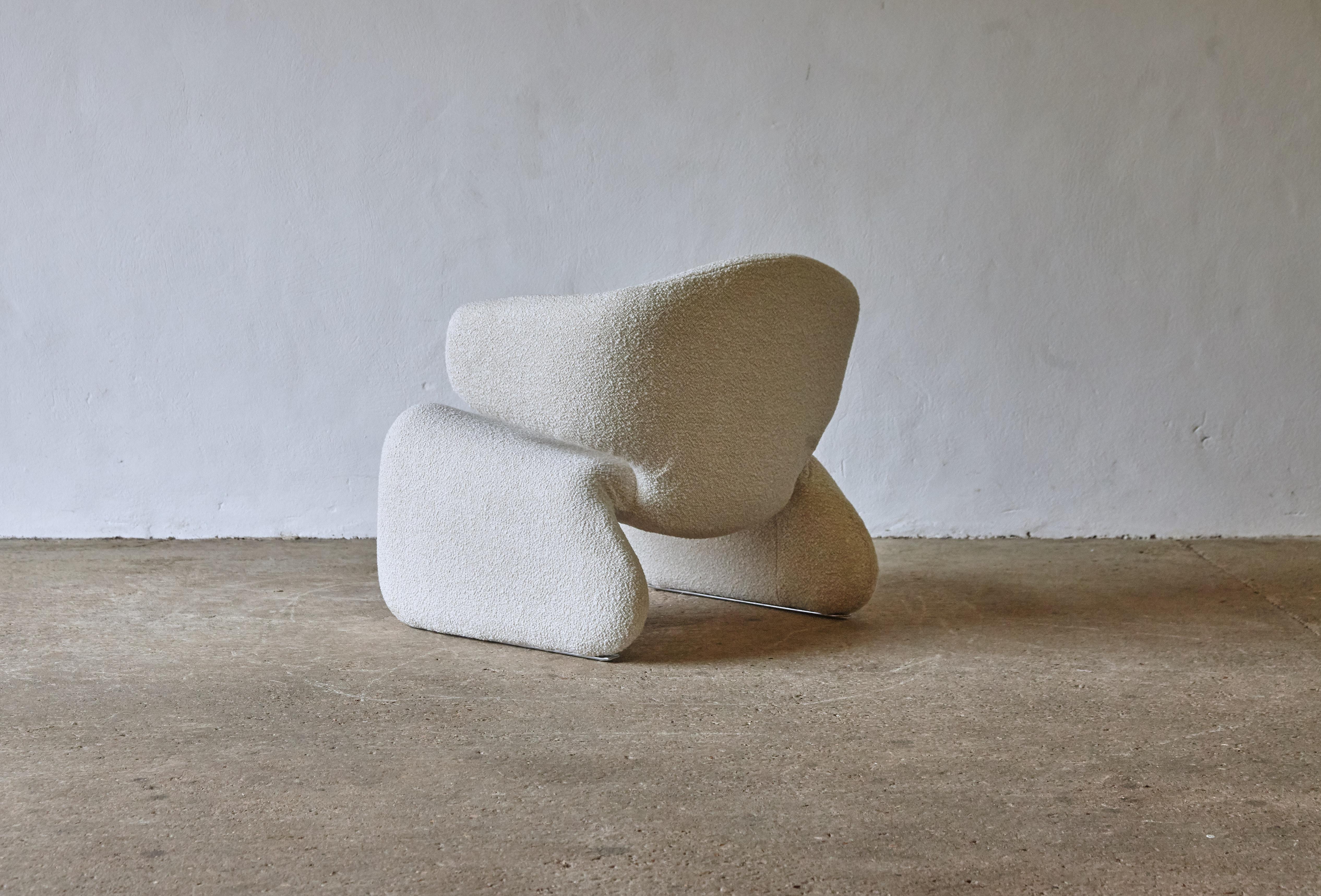 Rare Djinn Chair by Olivier Mourgue, New Wool Boucle Fabric, France, 1960s In Excellent Condition In LEWES, GB