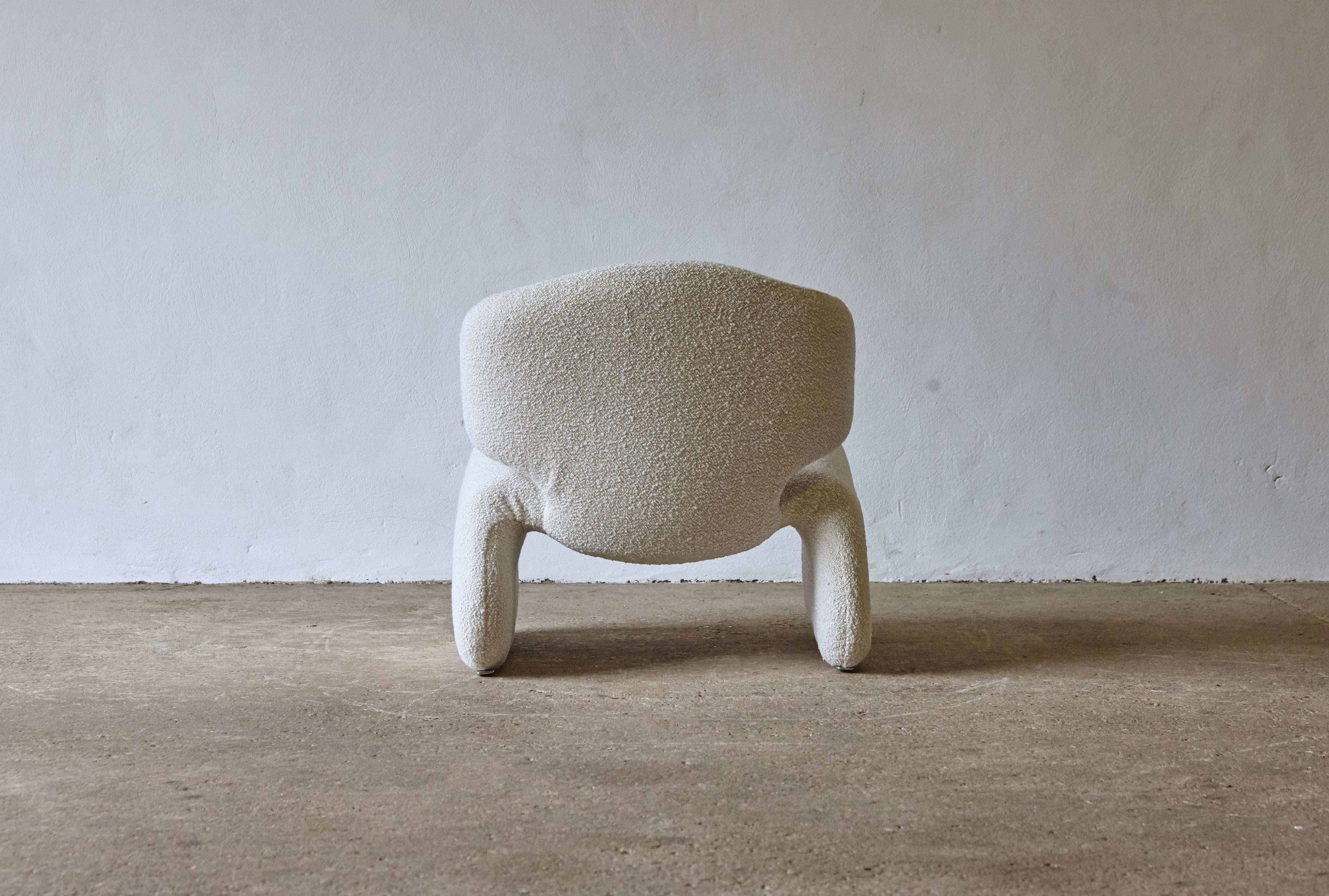Mid-20th Century Rare Djinn Chair by Olivier Mourgue, New Wool Boucle Fabric, France, 1960s