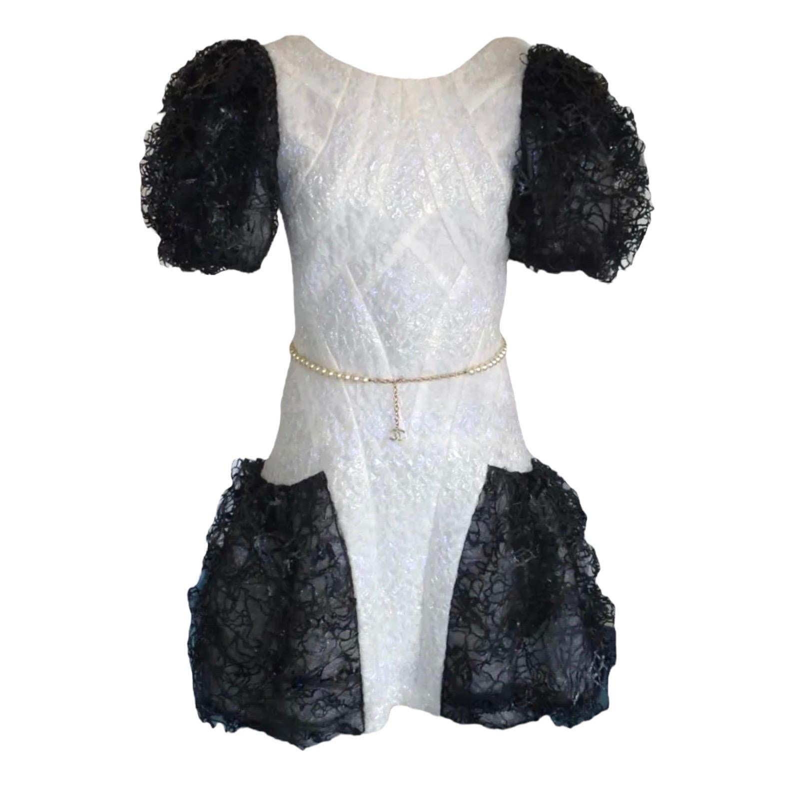 Rare & Documented Chanel by Karl Lagerfeld Evening Cocktail Dress with Belt 38 In Good Condition In Switzerland, CH