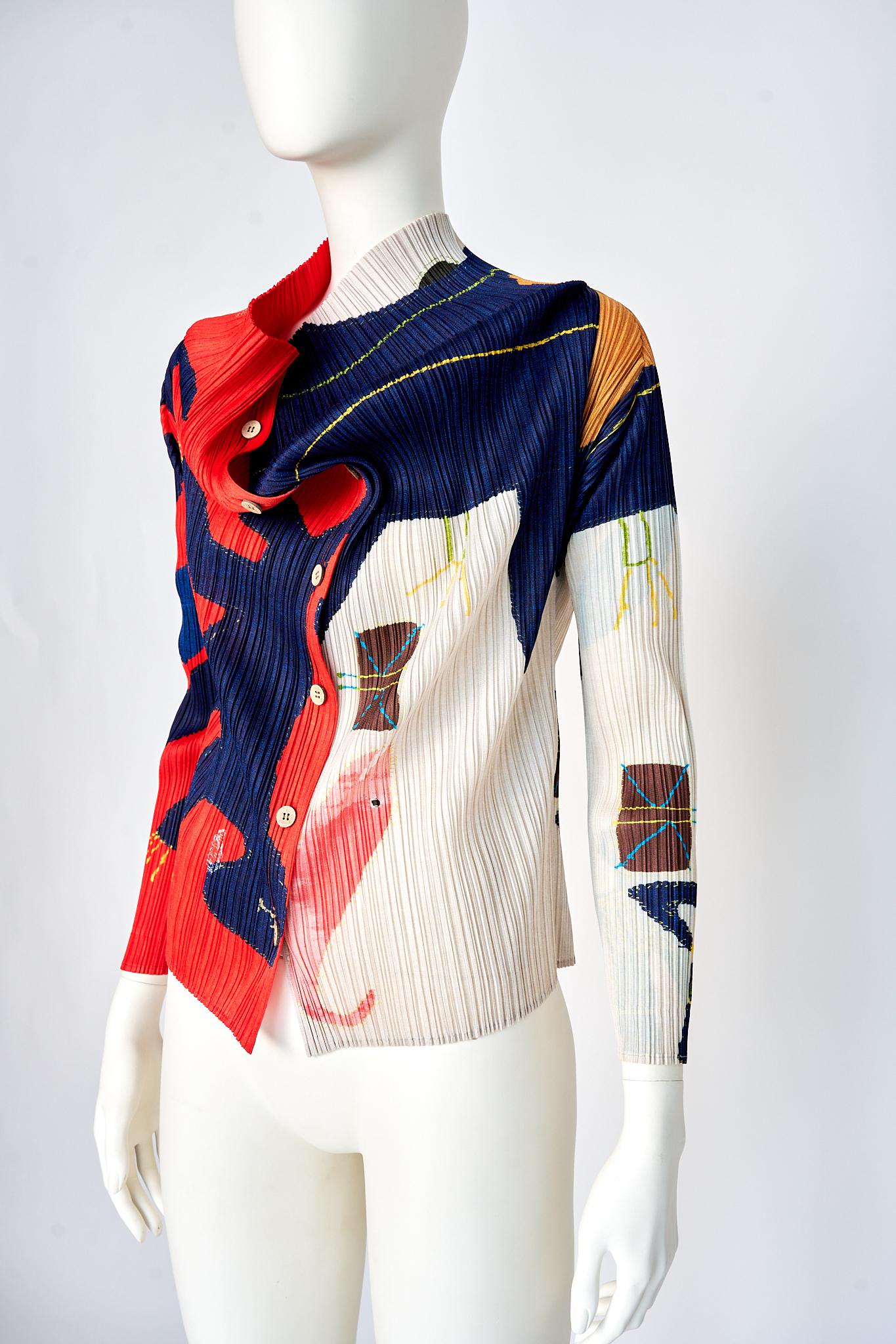 Raramente documentata Pleats Please Issey Miyake Top cardigan a pieghe, FW1999 in vendita 7