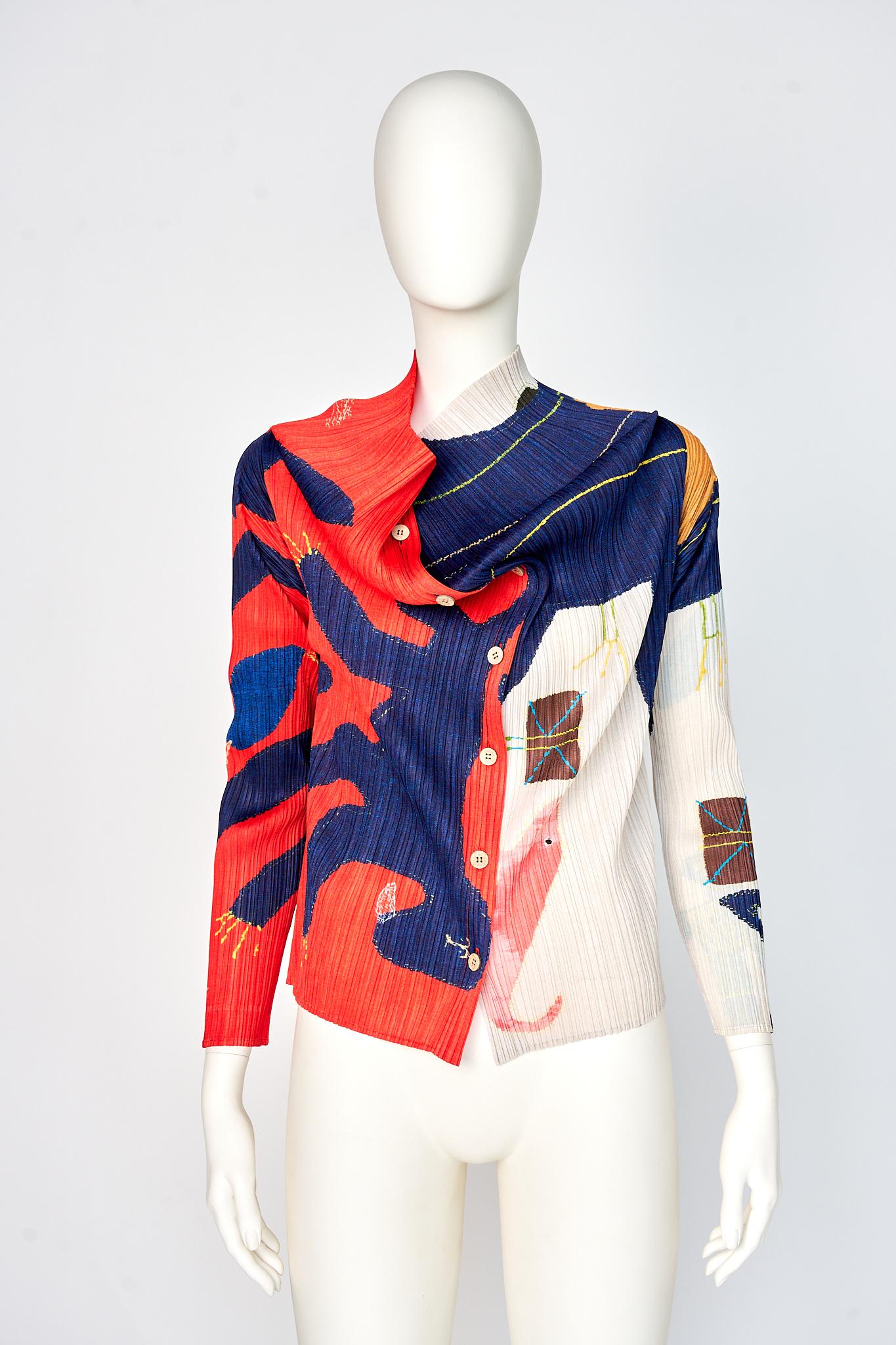 Raramente documentata Pleats Please Issey Miyake Top cardigan a pieghe, FW1999 in vendita 3