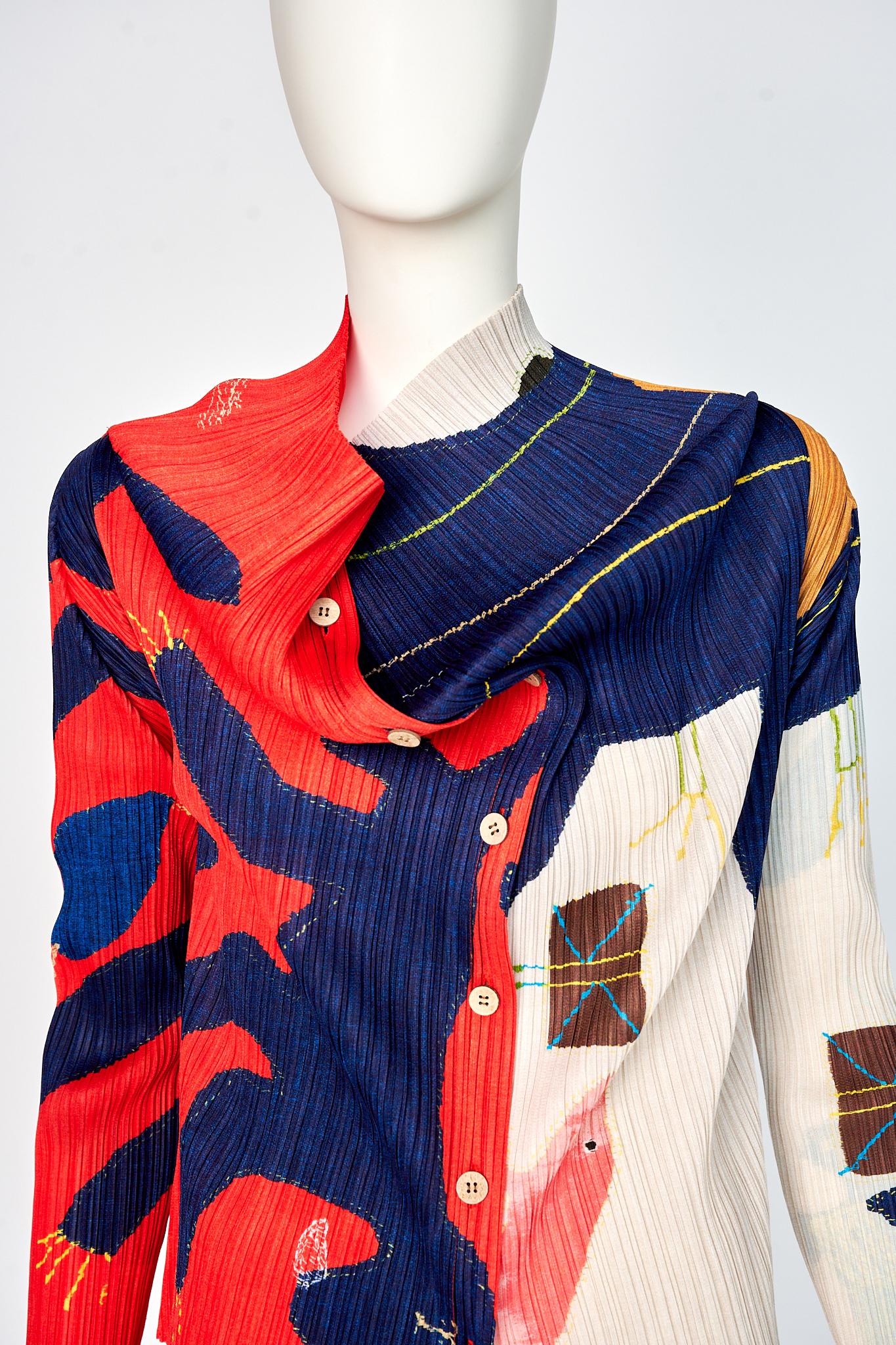 Raramente documentata Pleats Please Issey Miyake Top cardigan a pieghe, FW1999 in vendita 4