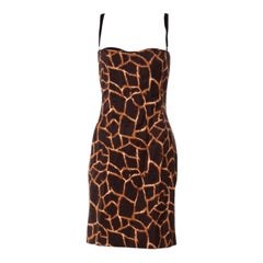 Rare Dolce & Gabbana 1990s Vintage Corset Dress with Giraffe Animal Print 40