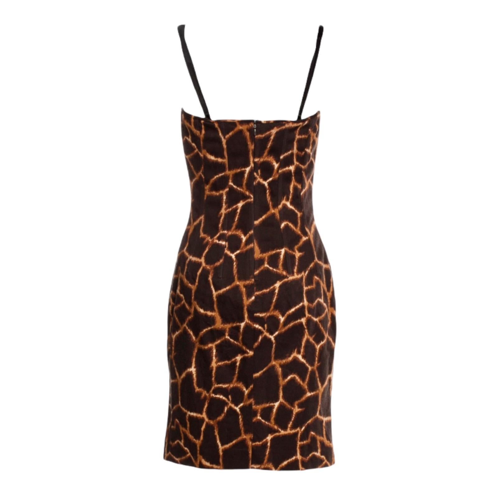 Seltenes Dolce & Gabbana 1990er Jahre Vintage Korsettkleid mit Giraffen-Tierdruck 40 (Schwarz) im Angebot