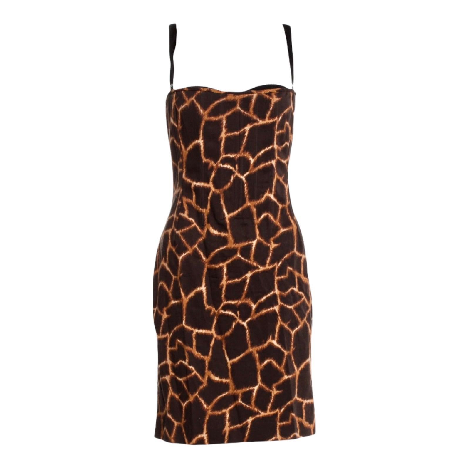 Seltenes Dolce & Gabbana 1990er Jahre Vintage Korsettkleid mit Giraffen-Tierdruck 40 im Zustand „Gut“ im Angebot in Switzerland, CH