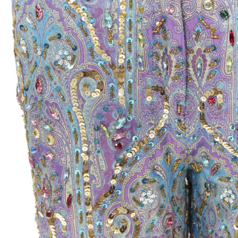 rare DOLCE GABBANA 2000 blue purple iridescent jewel embellished pants M For Sale 3