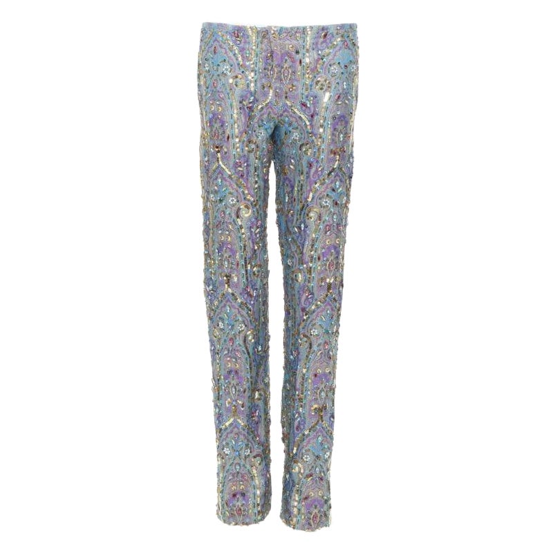 raro DOLCE & Gabbana 2000 pantaloni blu viola iridescenti Jewell M.