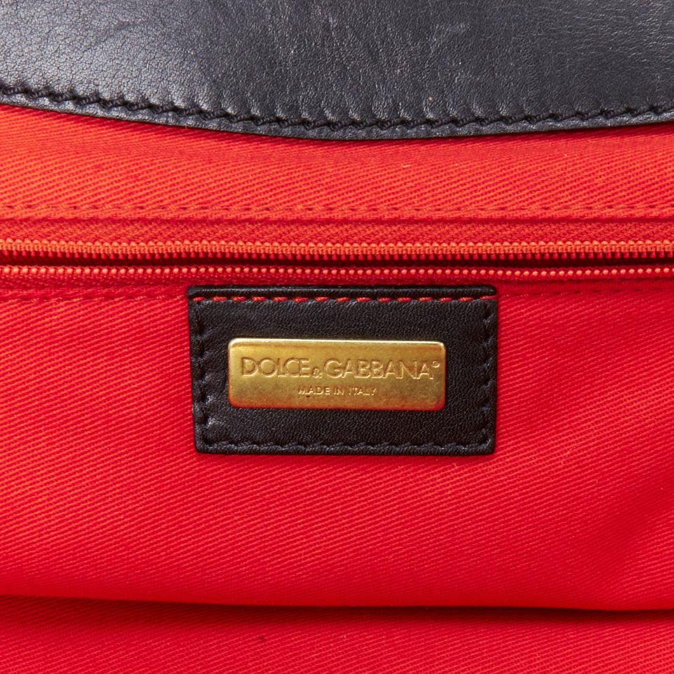 rare DOLCE GABBANA 2006 Runway black velvet gold DG logo embroidered bag 5
