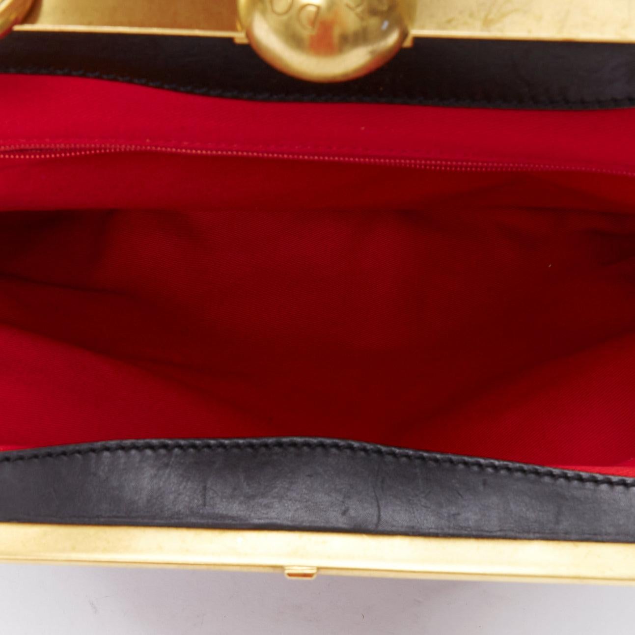 rare DOLCE GABBANA 2006 Runway black velvet gold DG logo embroidered bag 4