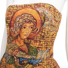 rare DOLCE GABBANA 2013 Runway gold Byzantine mosaic stain glass dress IT36 XXS
