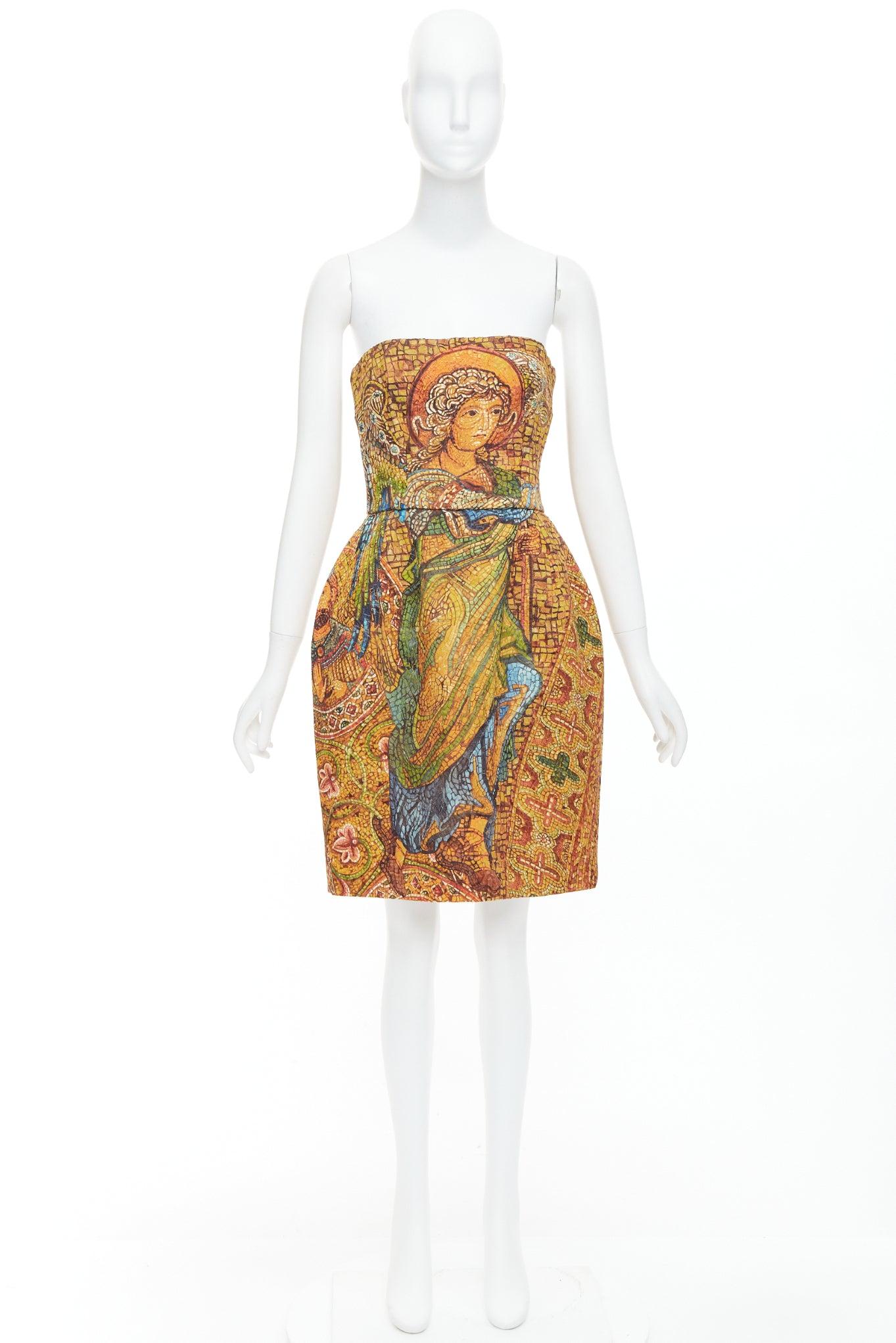 rare DOLCE GABBANA 2013 Runway gold byzantine mosaic stain glass dress IT40 S 5