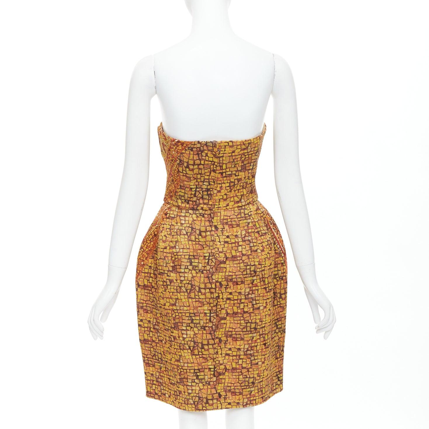 Women's rare DOLCE GABBANA 2013 Runway gold byzantine mosaic stain glass dress IT40 S