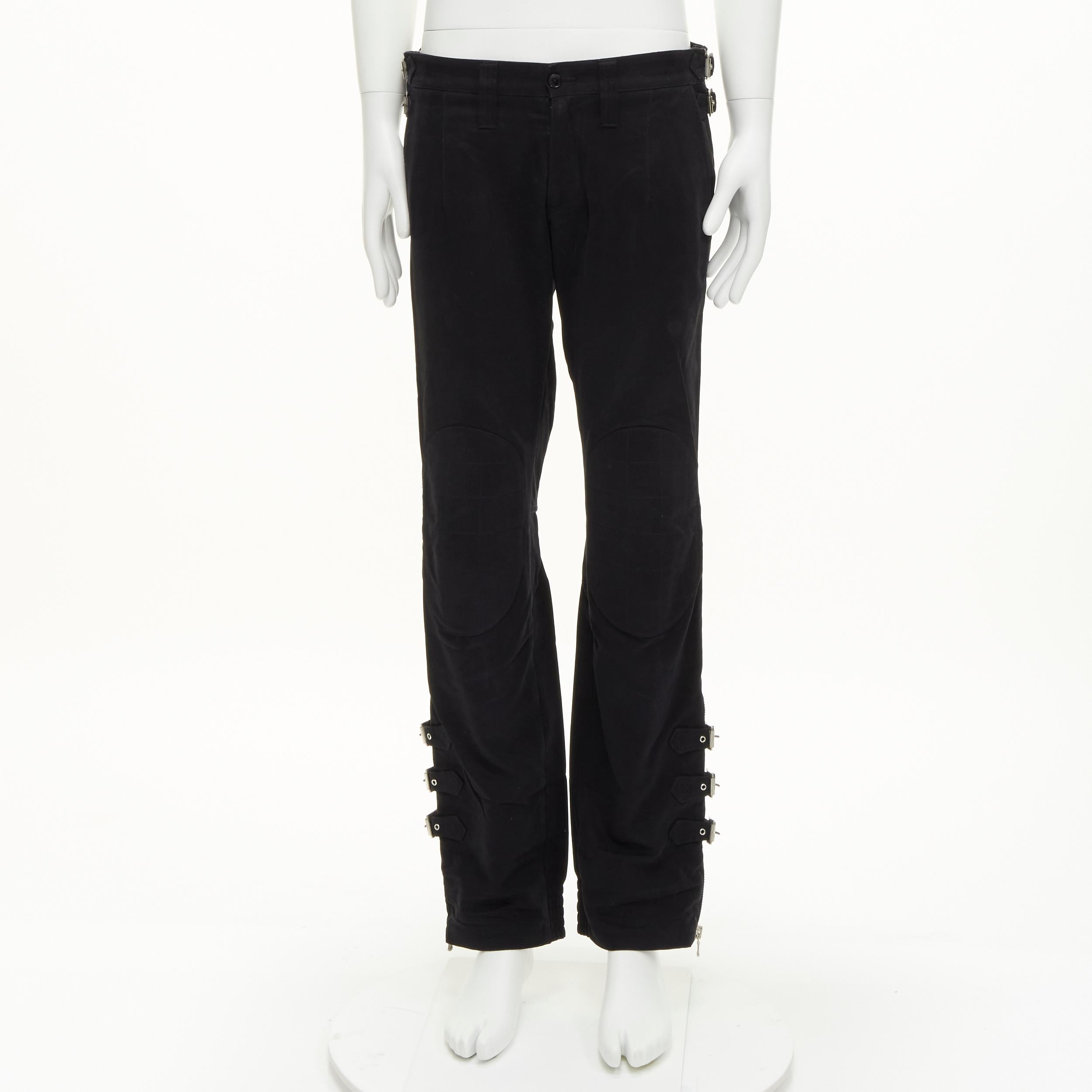 rare DOLCE GABBANA black bondage strap buckles boot cut flared pants IT48 M 6