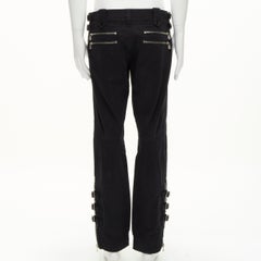 rare DOLCE GABBANA black bondage strap buckles boot cut flared pants IT48 M