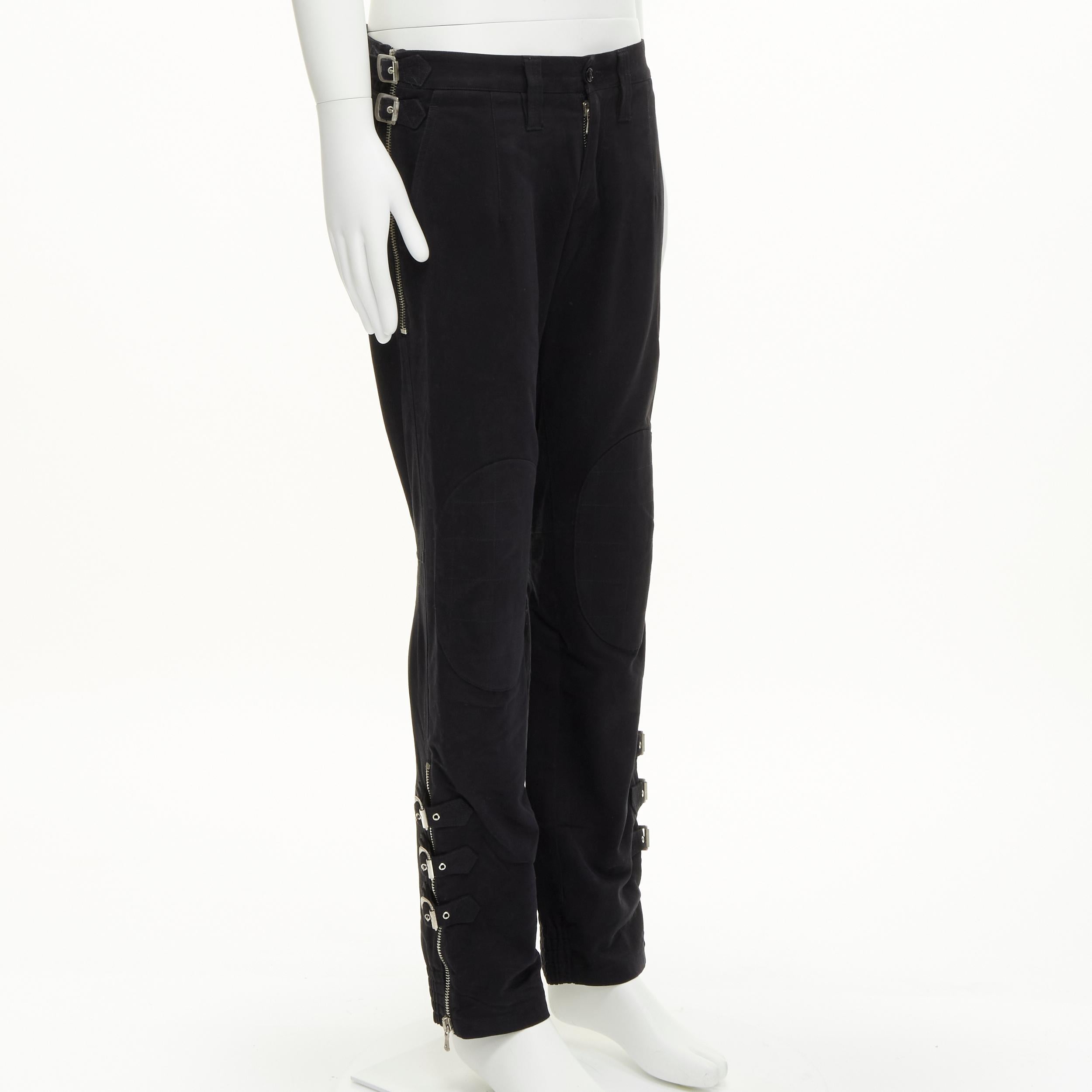 rare DOLCE GABBANA black bondage strap buckles boot cut flared pants IT48 M In Good Condition In Hong Kong, NT