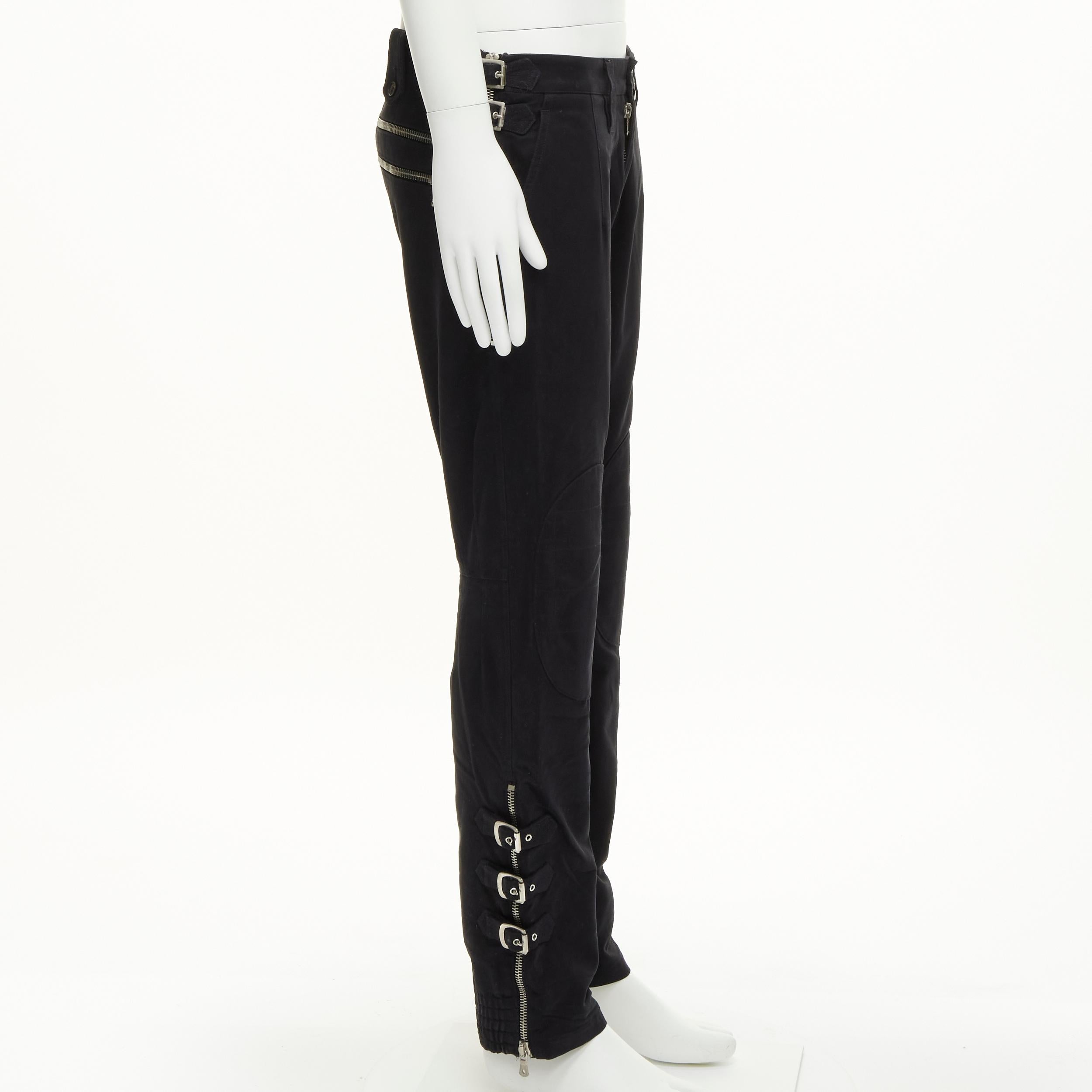 Men's rare DOLCE GABBANA black bondage strap buckles boot cut flared pants IT48 M