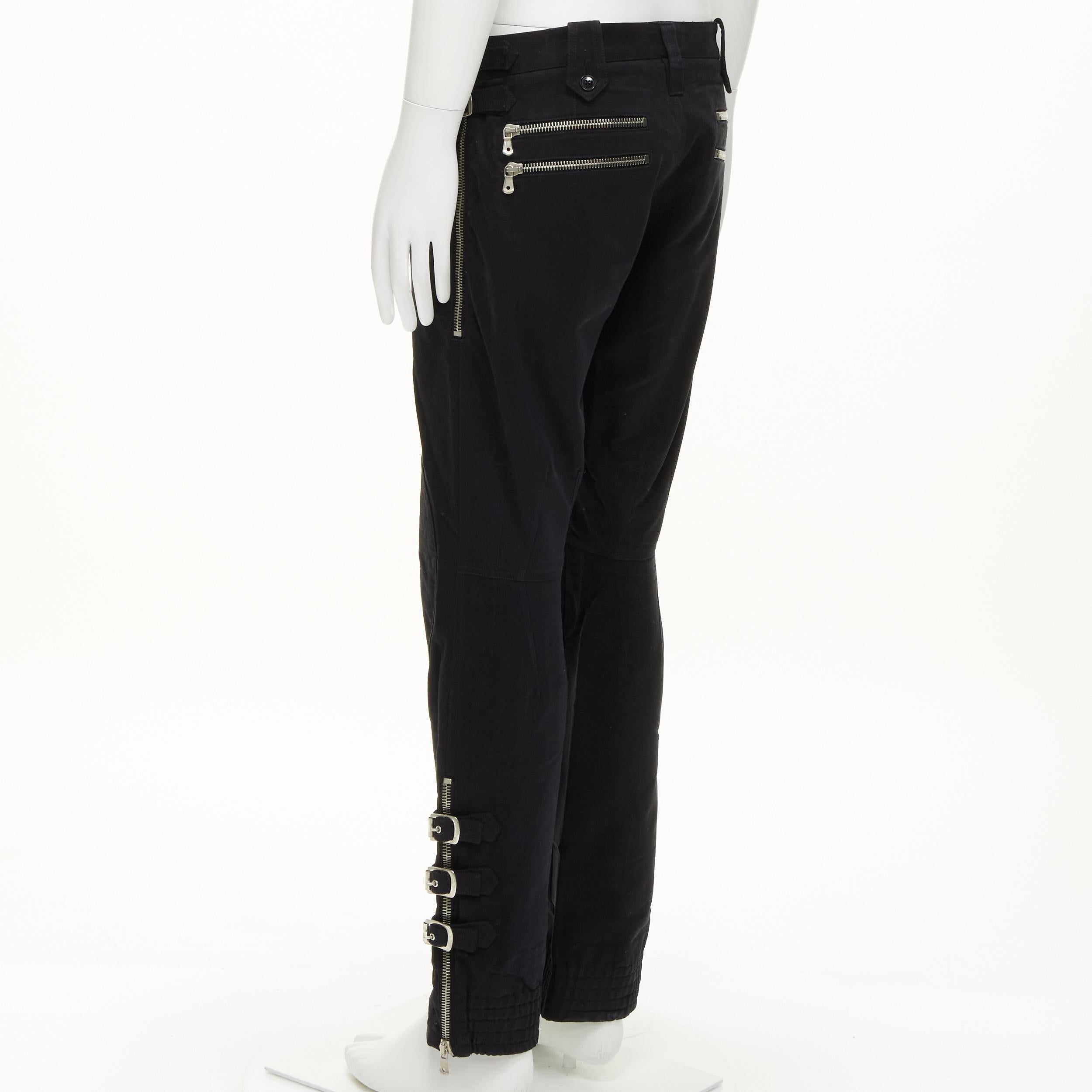 rare DOLCE GABBANA black bondage strap buckles boot cut flared pants IT48 M 1