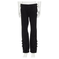 rare DOLCE GABBANA black bondage strap buckles boot cut flared pants IT48 M