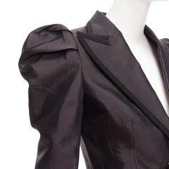 rare DOLCE GABBANA black silk puff princess sleeve piping tuxedo blazer IT36 XXS