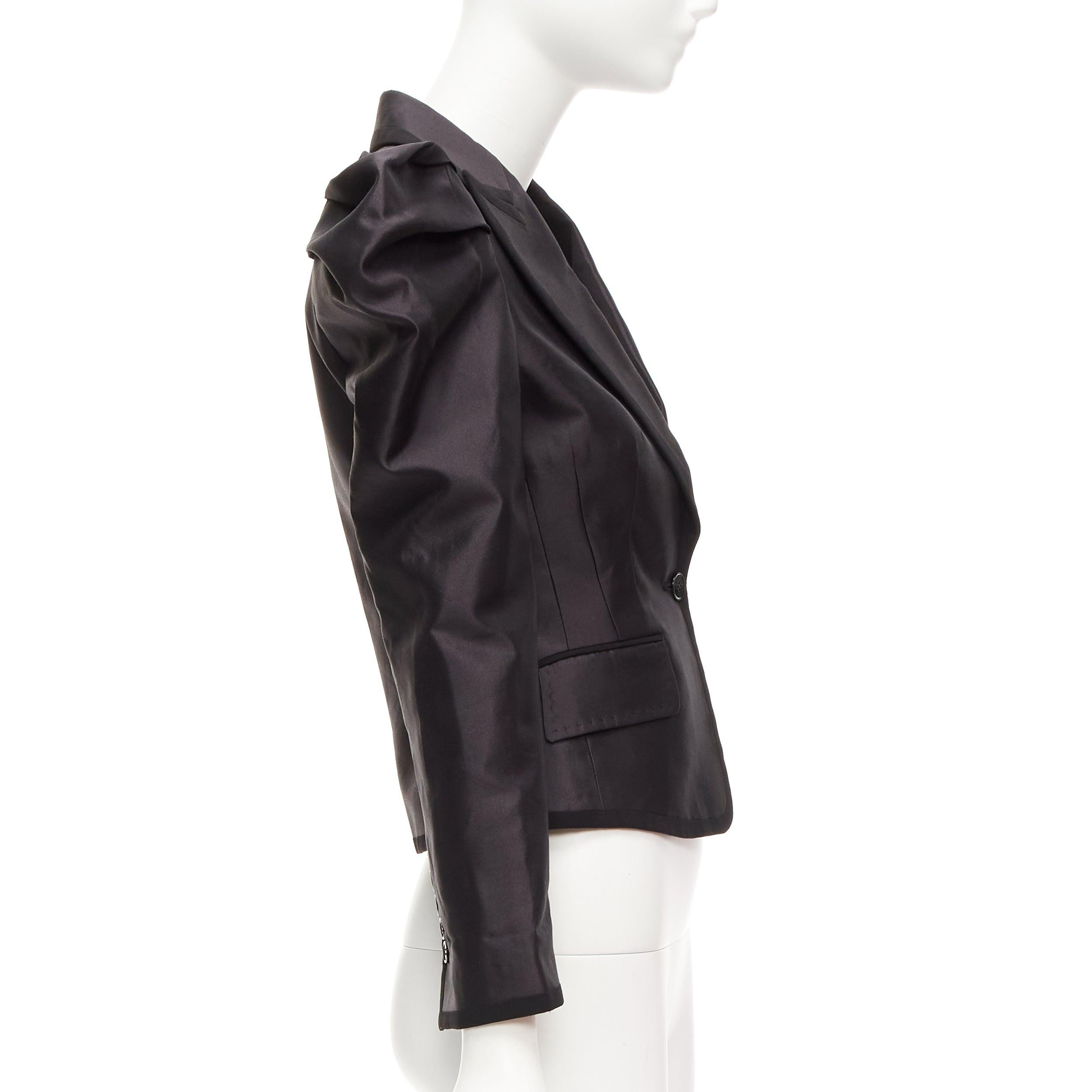 Donna raro DOLCE GABBANA blazer da smoking in seta nera con maniche a sbuffo principessa IT36 XXS in vendita