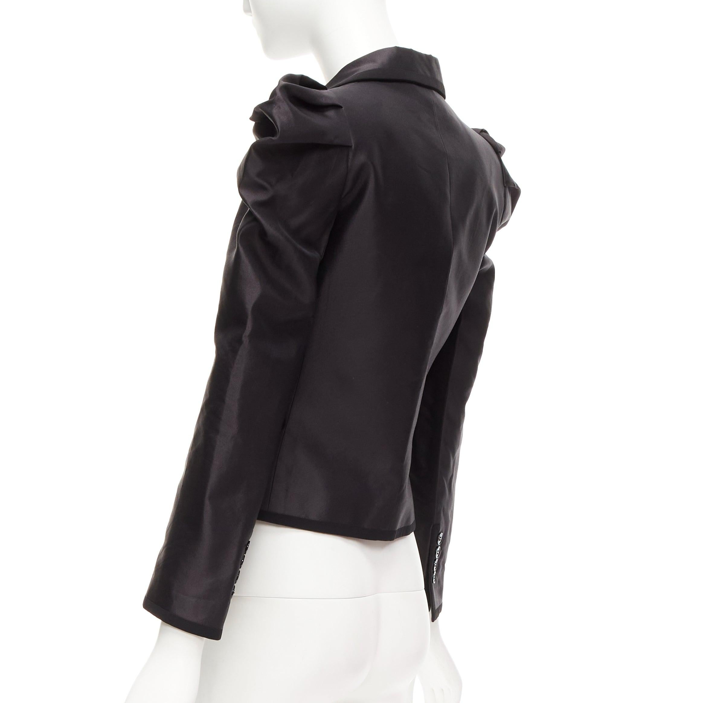 raro DOLCE GABBANA blazer da smoking in seta nera con maniche a sbuffo principessa IT36 XXS in vendita 2