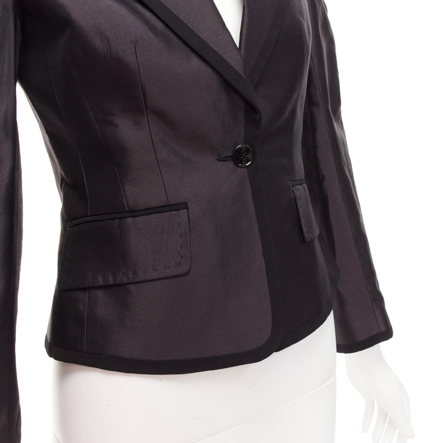 raro DOLCE GABBANA blazer da smoking in seta nera con maniche a sbuffo principessa IT36 XXS in vendita 3
