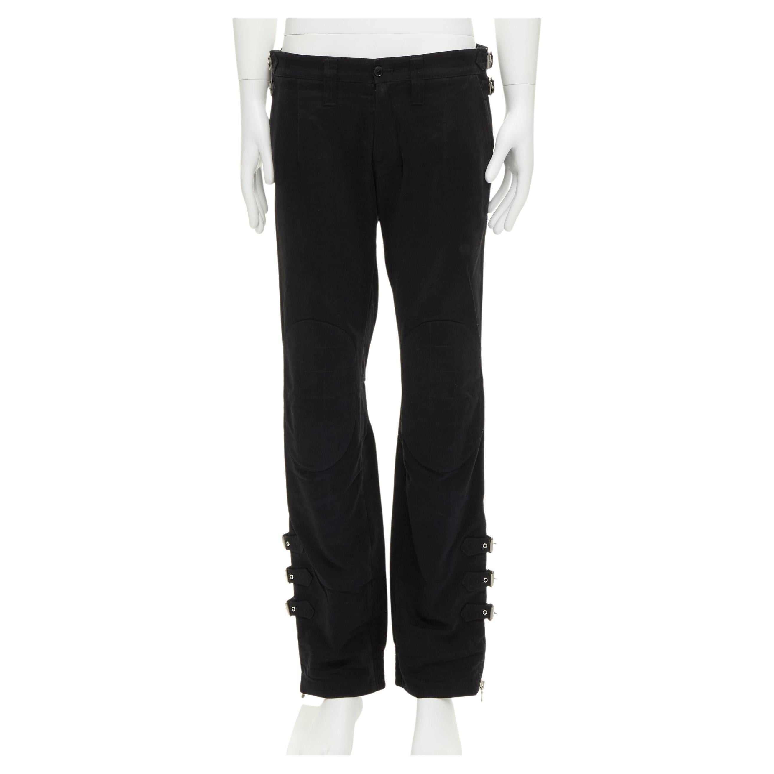 rare DOLCE GABBANA  bondage strap silver buckles boot cut flared pants IT48 M For Sale